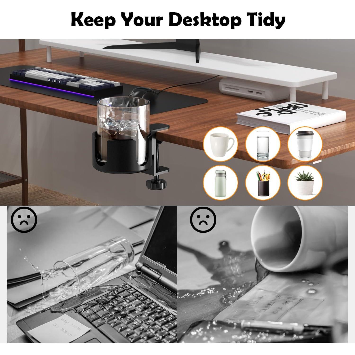 Soporte de Taza de Escritorio ONDAIUN Negro 10cm Antivuelco