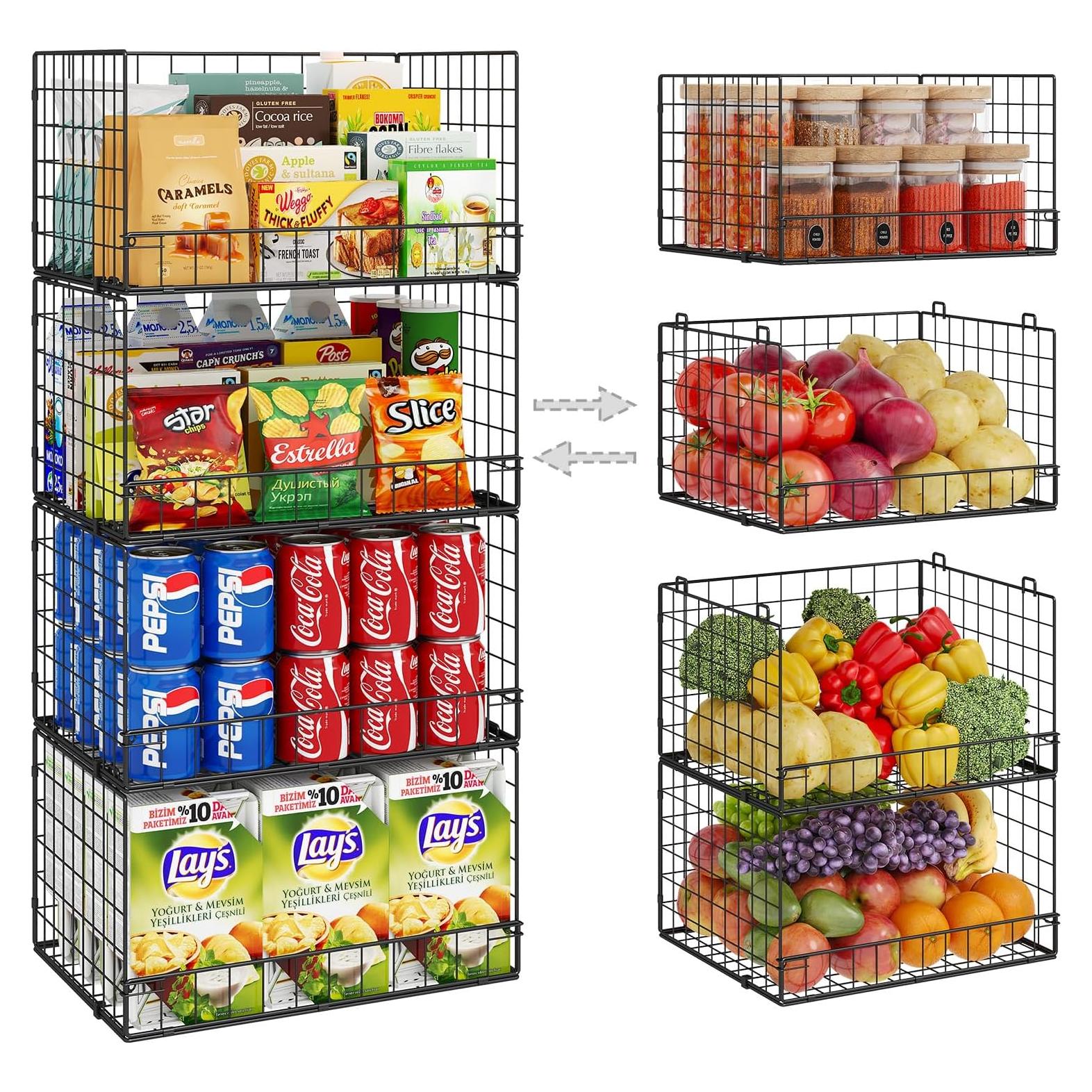 Cestas apilables de alambre Huxitocan - 4 unidades, 39.9x30x87.8cm