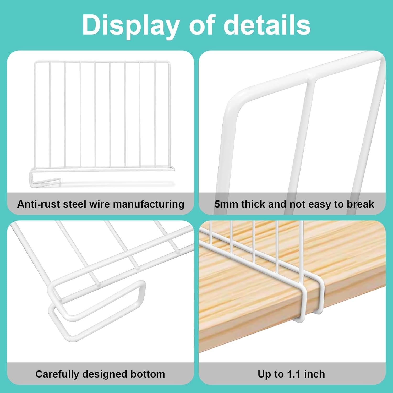 Divisores de Estantería LQQBOX 8 Piezas Metal 23.9x30.5cm