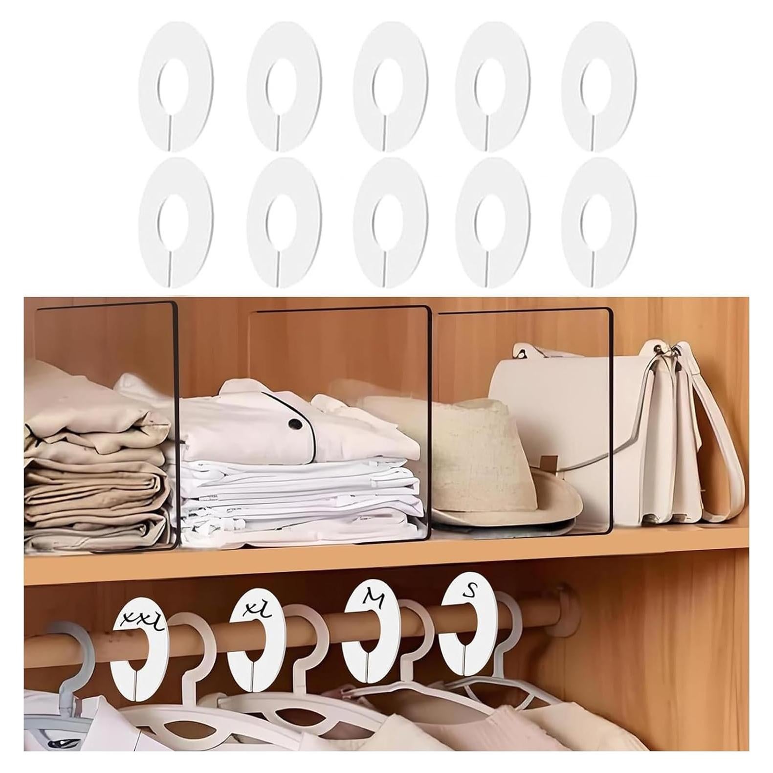 Divisores de Closet Mioule 10 Paquetes Plástico Blanco 9.65cm