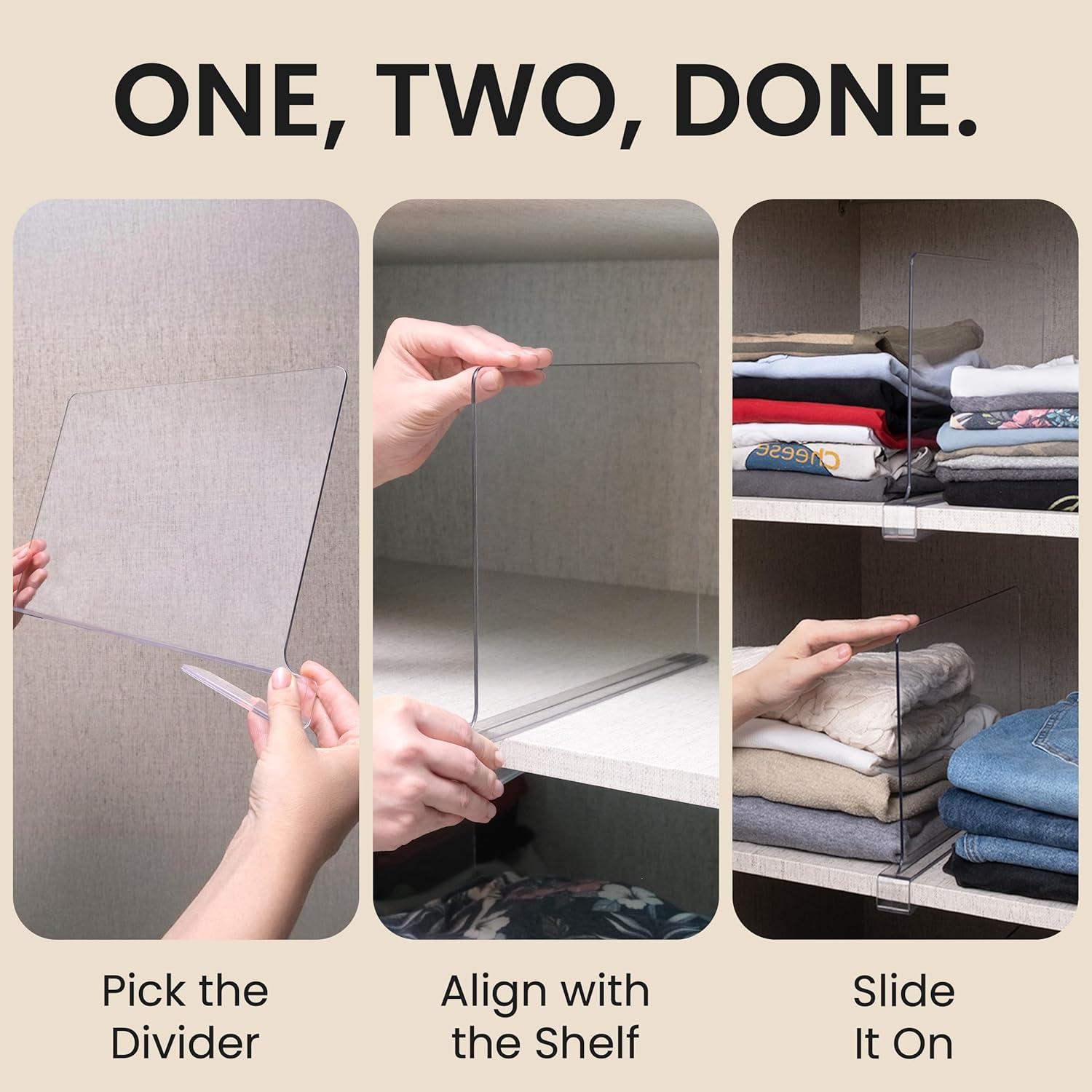 6 Separadores de Estante Acrílico KLOZIT Antideslizantes 1.65kg