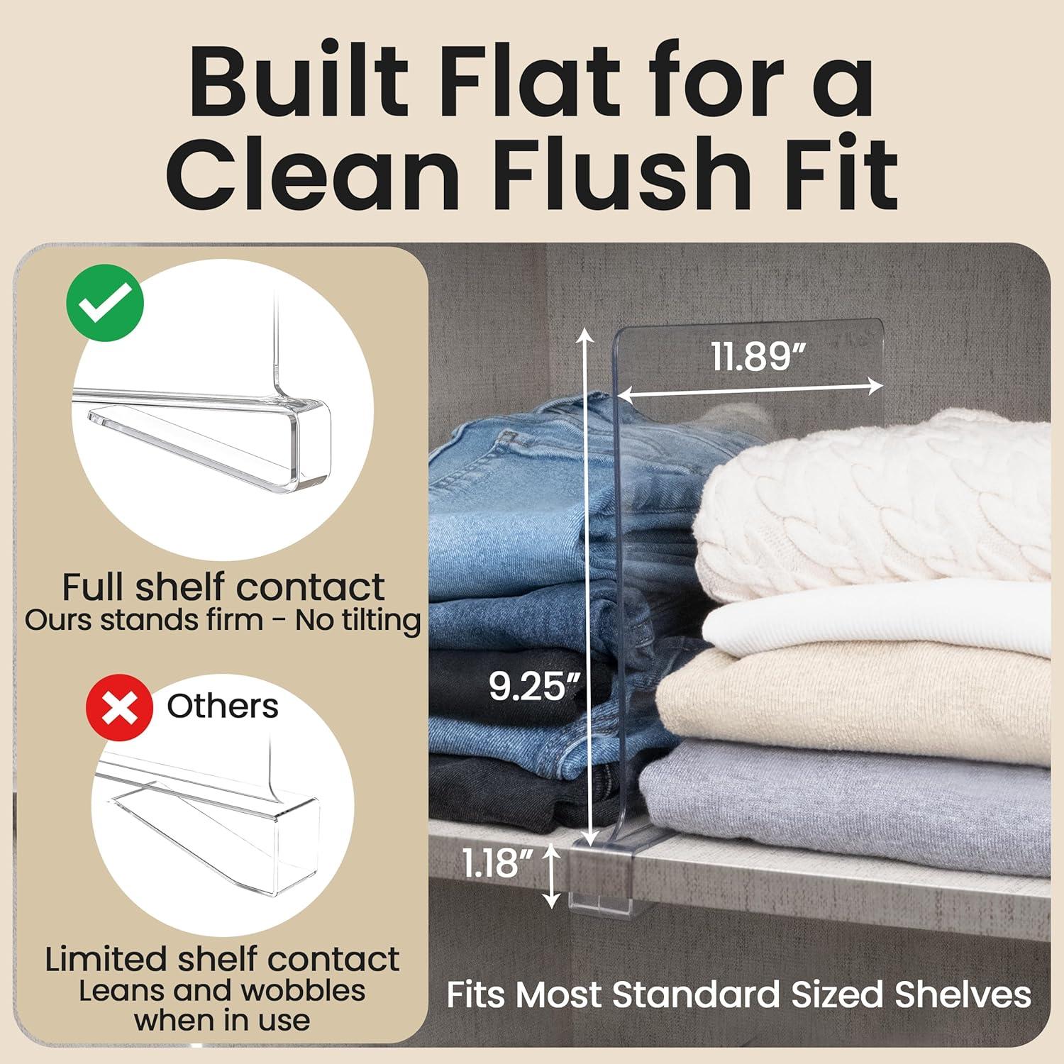 6 Separadores de Estante Acrílico KLOZIT Antideslizantes 1.65kg