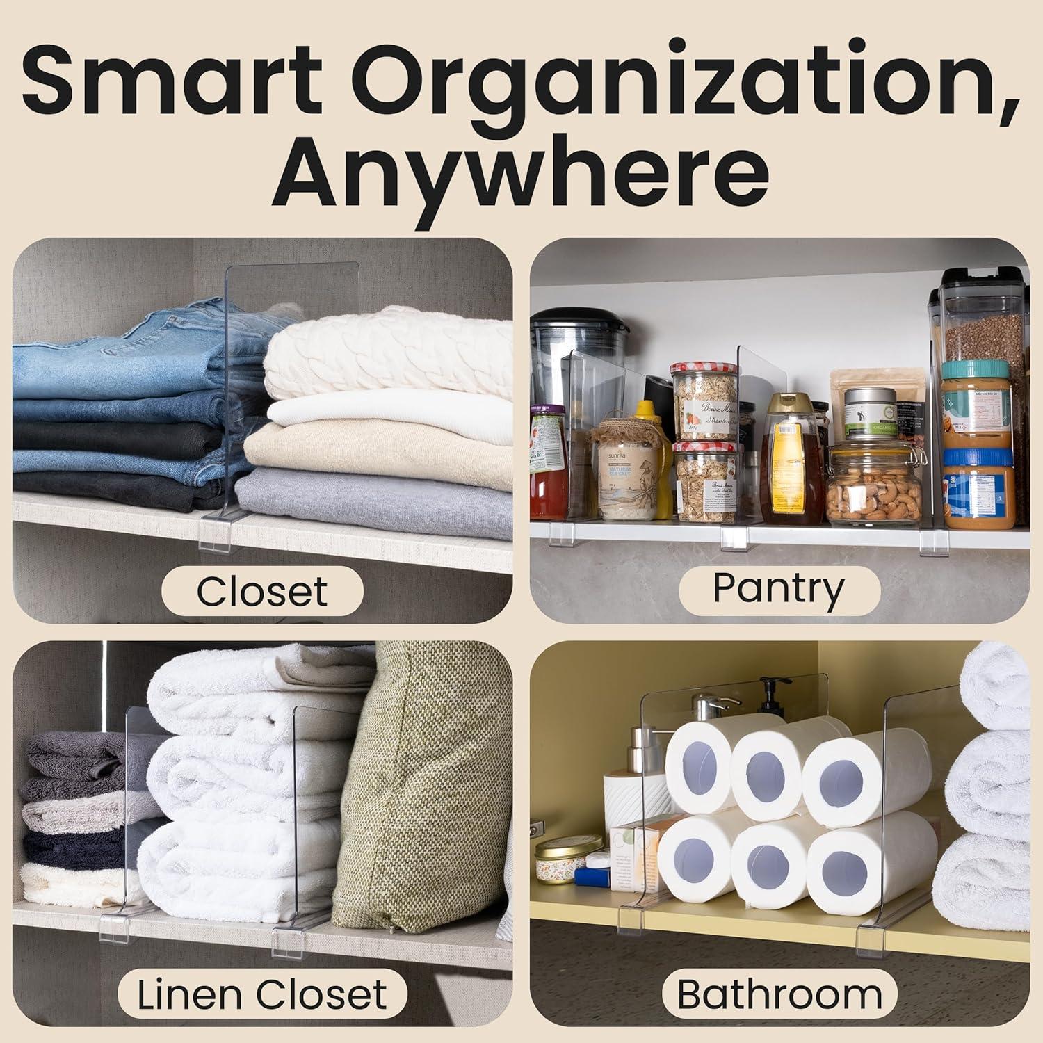 6 Separadores de Estante Acrílico KLOZIT Antideslizantes 1.65kg