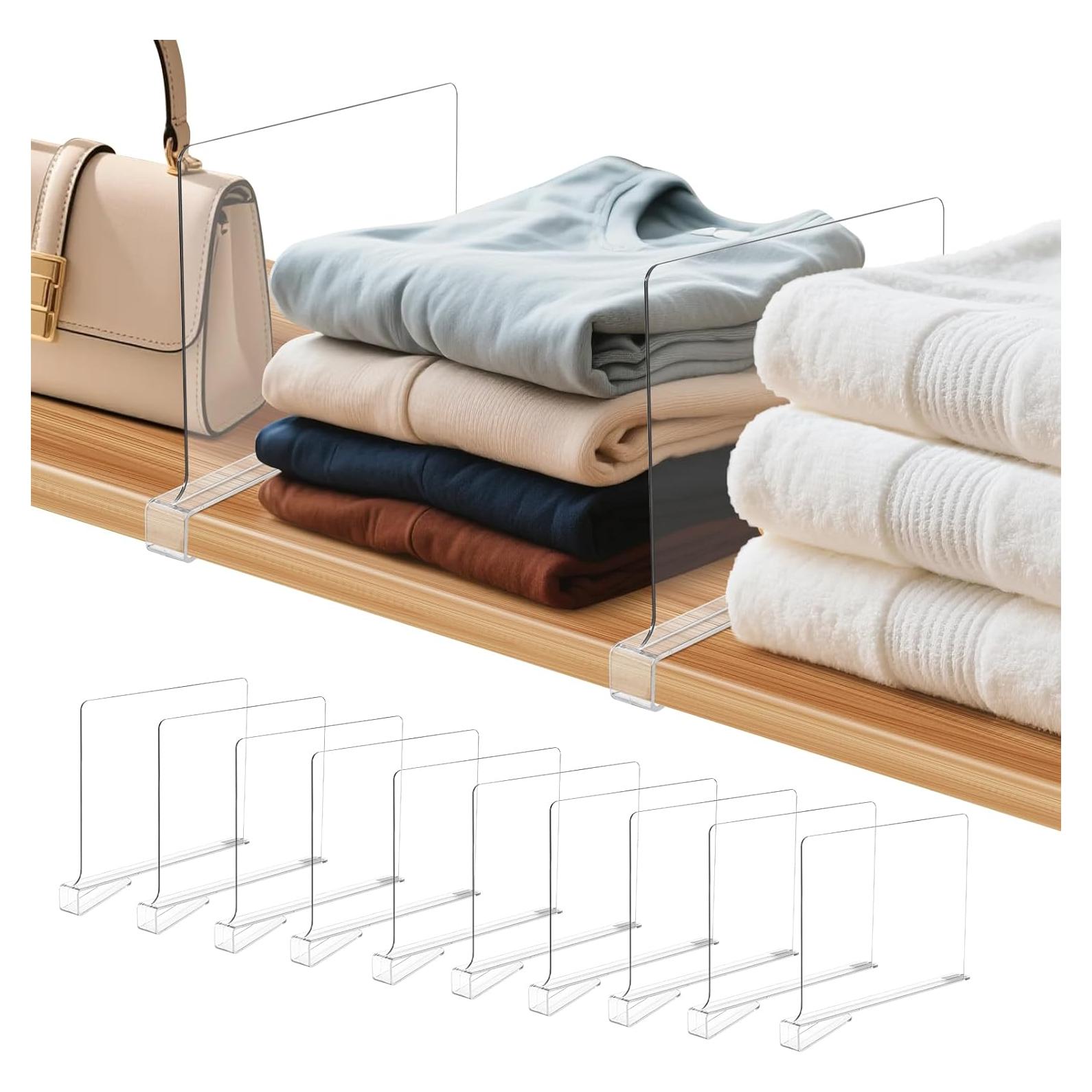 Paquete de 10 divisores acrílicos para estantes Clebay 32.92x28.29 cm