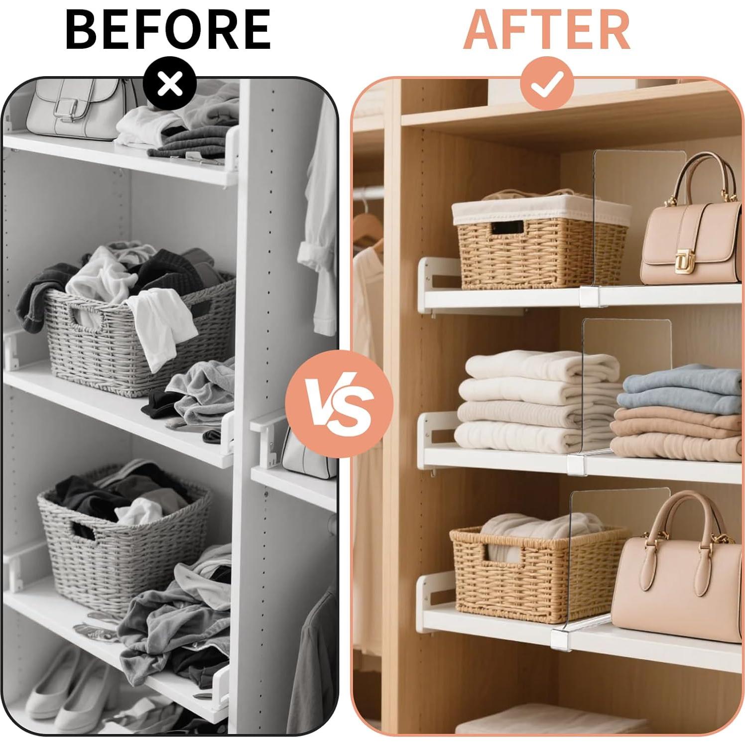 Paquete de 10 divisores acrílicos para estantes Clebay 32.92x28.29 cm