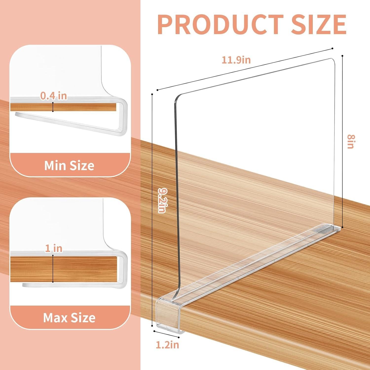 Paquete de 10 divisores acrílicos para estantes Clebay 32.92x28.29 cm
