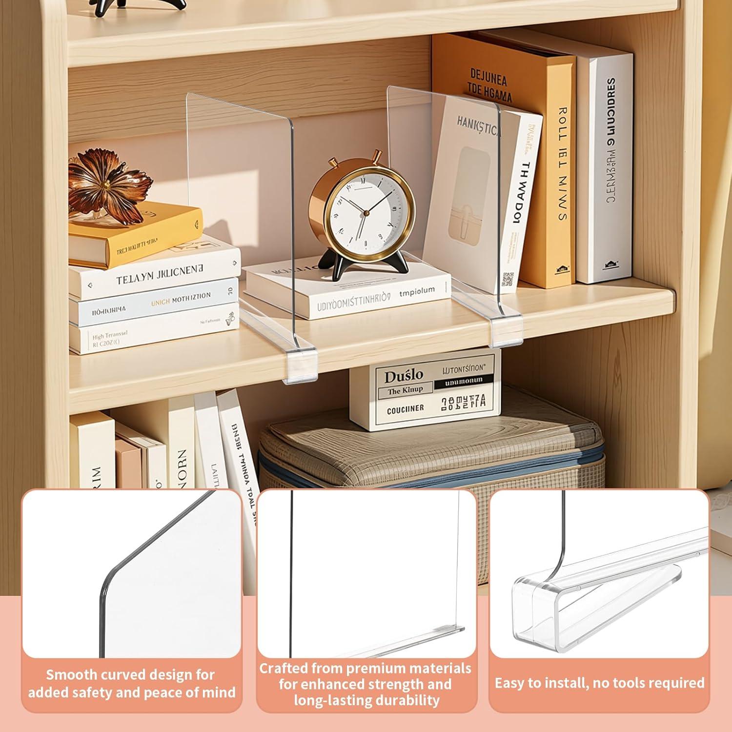 Paquete de 10 divisores acrílicos para estantes Clebay 32.92x28.29 cm