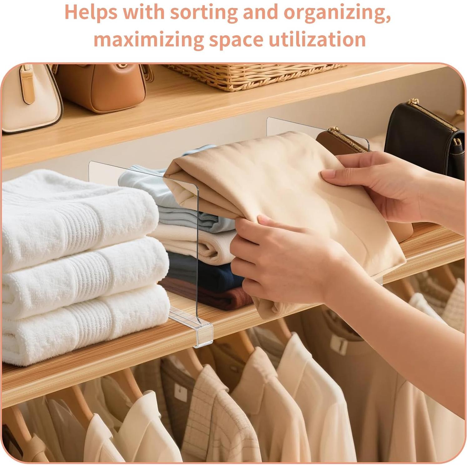 Paquete de 10 divisores acrílicos para estantes Clebay 32.92x28.29 cm