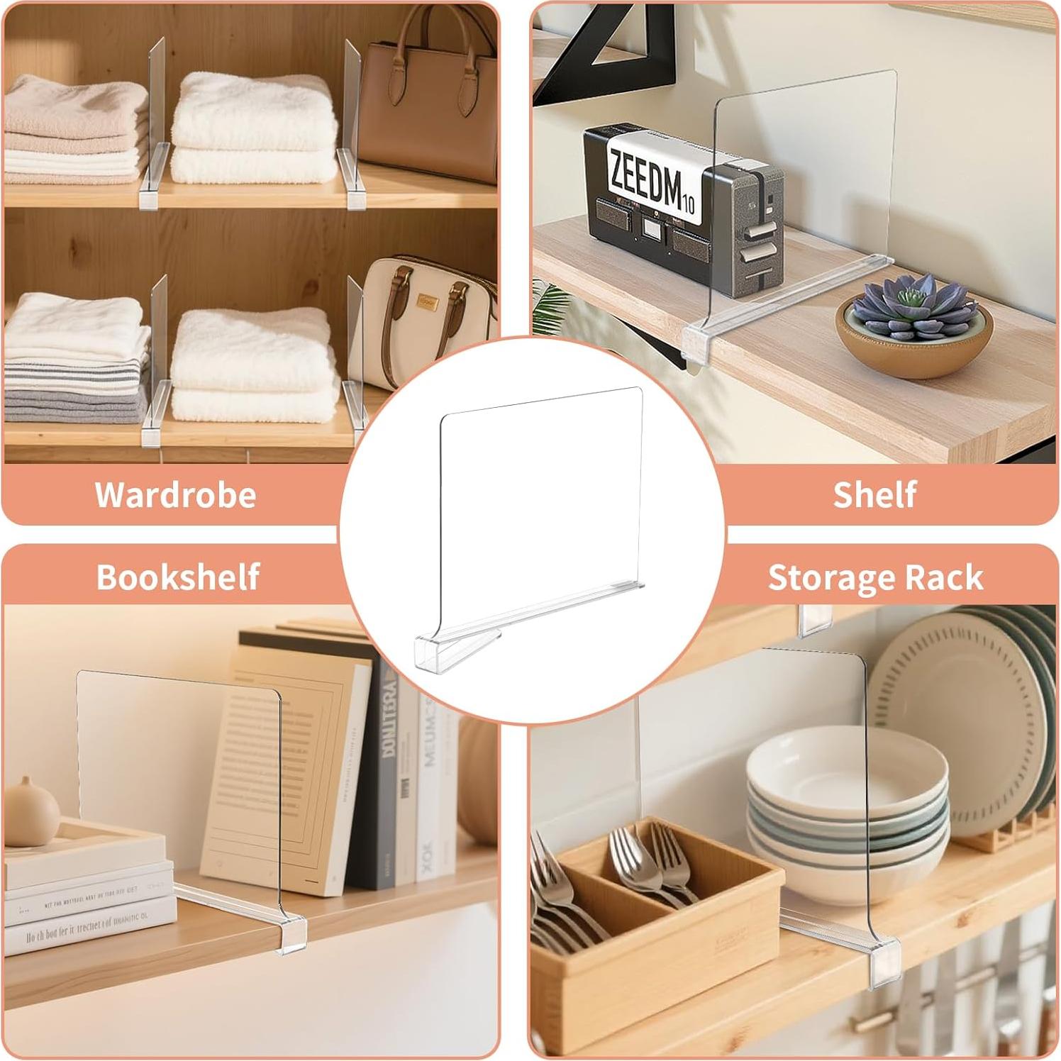 Paquete de 10 divisores acrílicos para estantes Clebay 32.92x28.29 cm