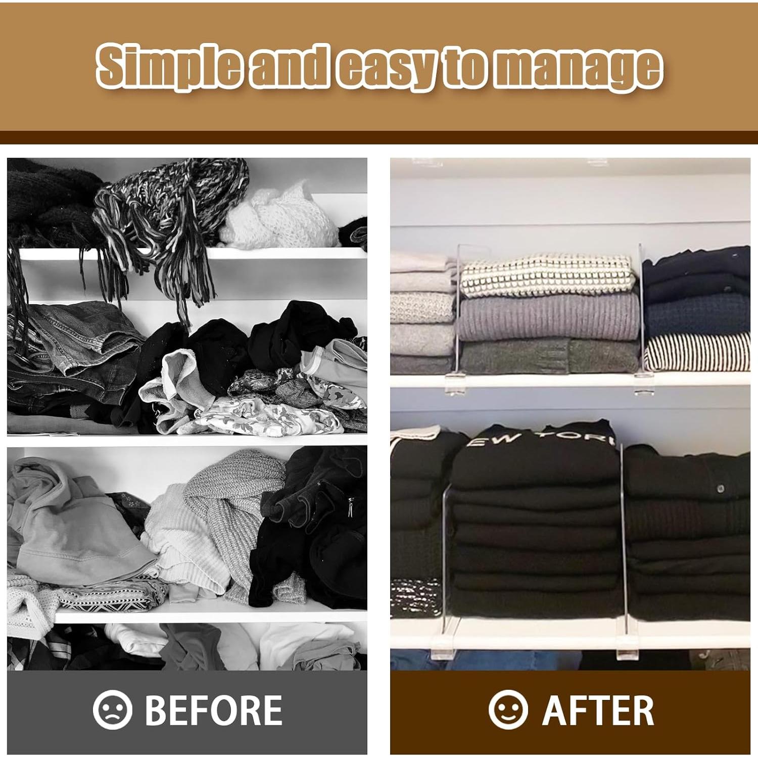 Divisores de Estante Acrílico x12 para Closet - Organizador de Ropa