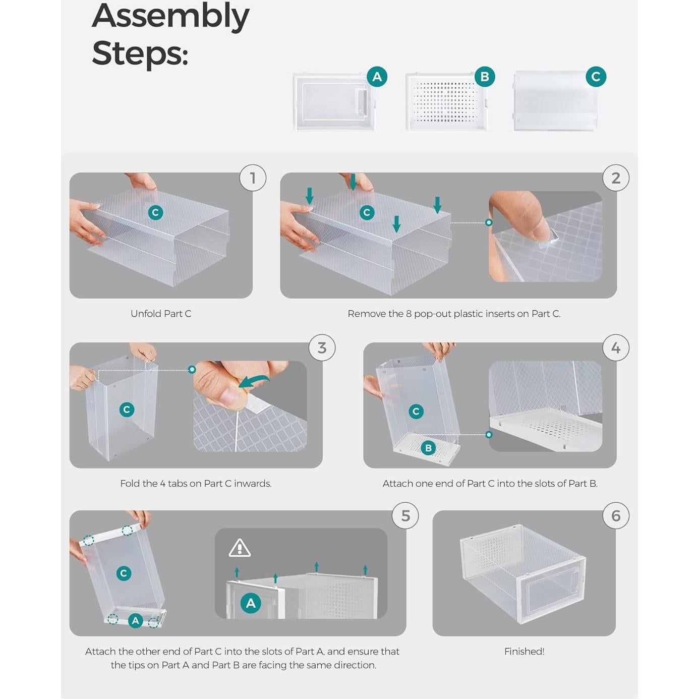 Cajas para Zapatos SONGMICS, 12 Organizadores Apilables 33.4x23.1cm