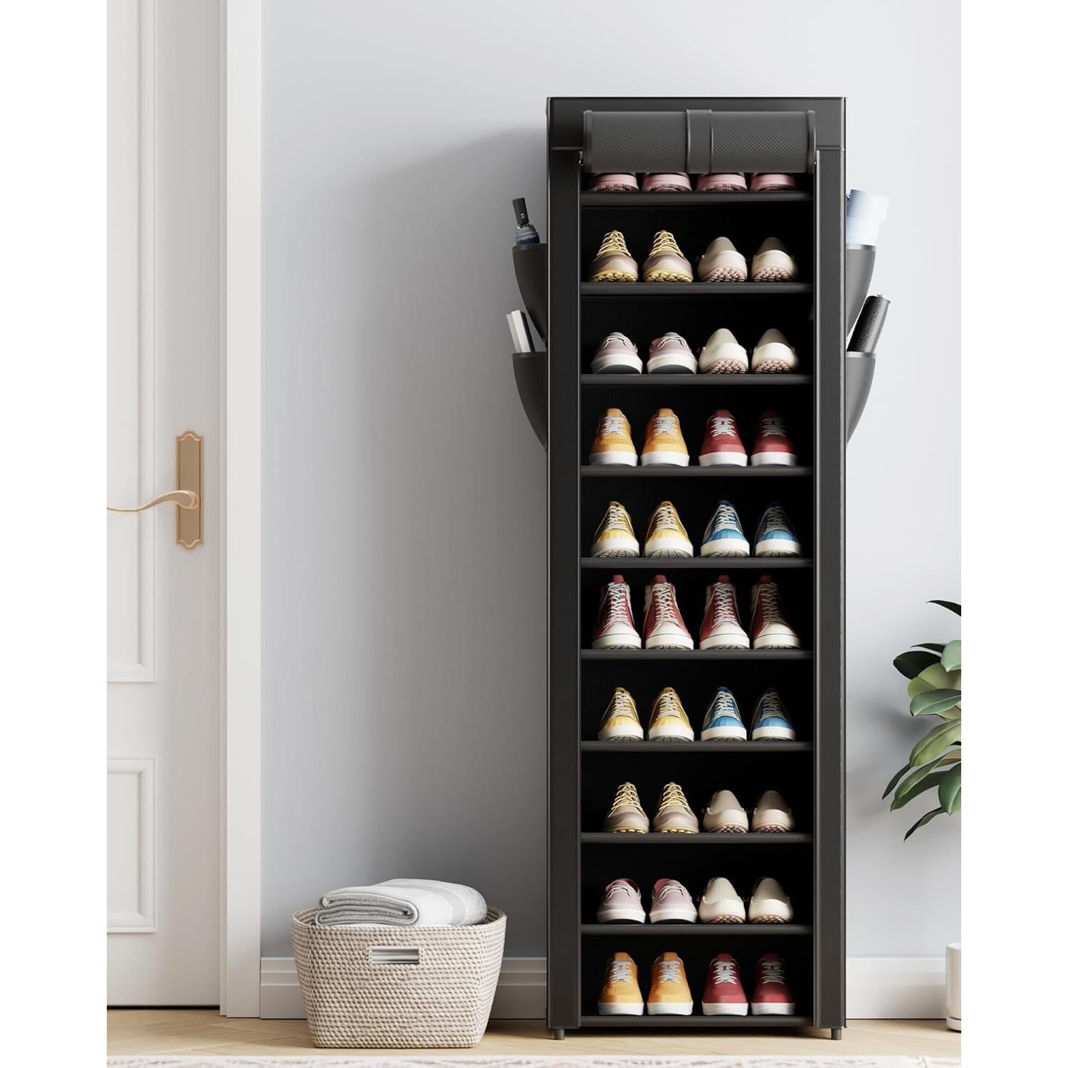 Zapatero Kitsure de 10 Niveles con Funda Antipolvo Negro