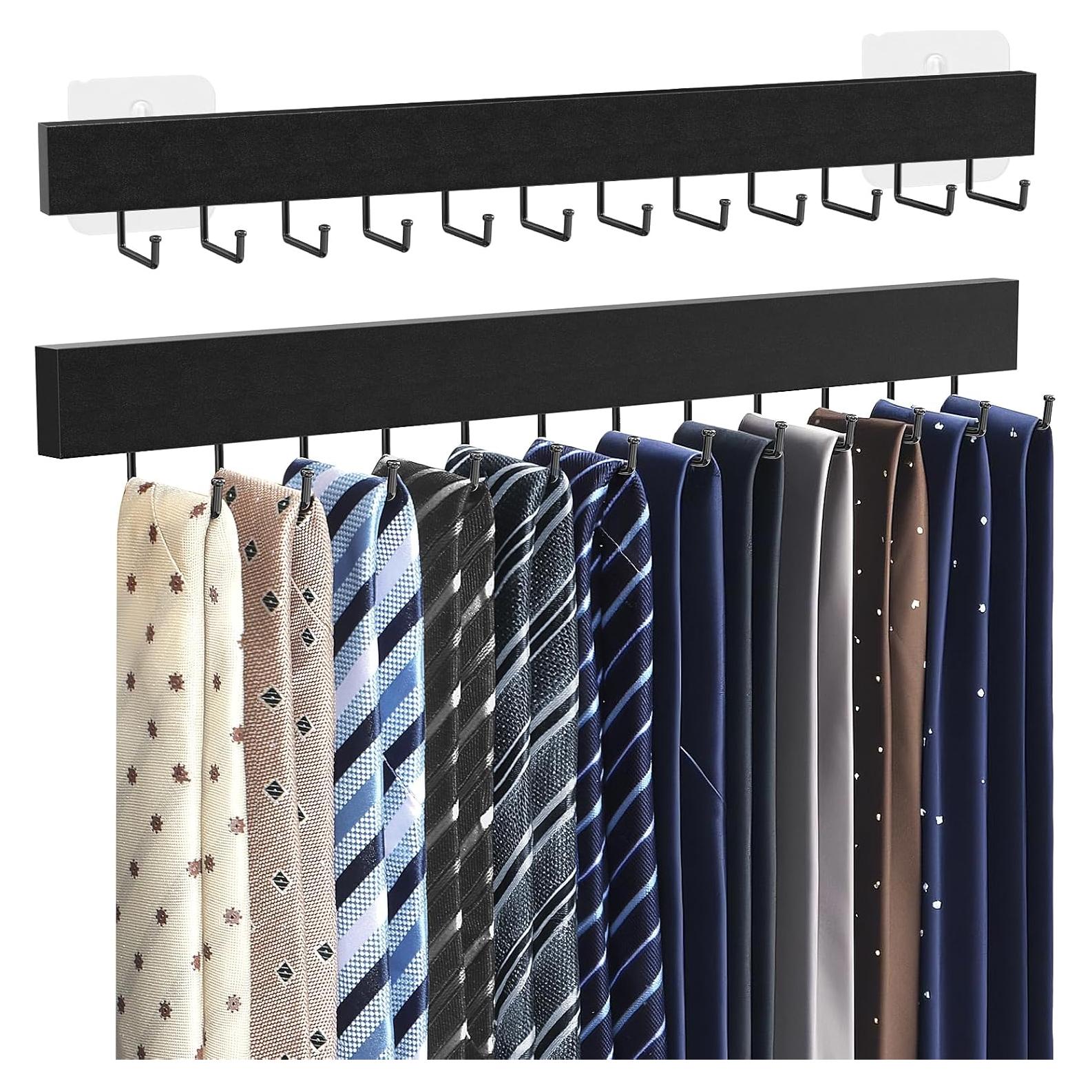 Soporte de Corbatas de Pared HOMEBROS Negro 2 Piezas 37.1x4.6cm