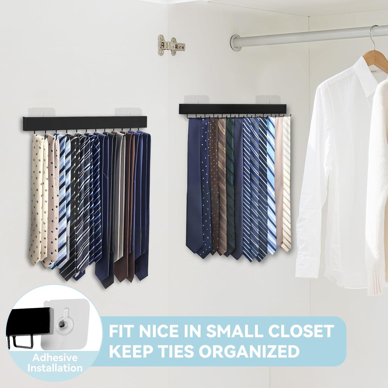 Soporte de Corbatas de Pared HOMEBROS Negro 2 Piezas 37.1x4.6cm