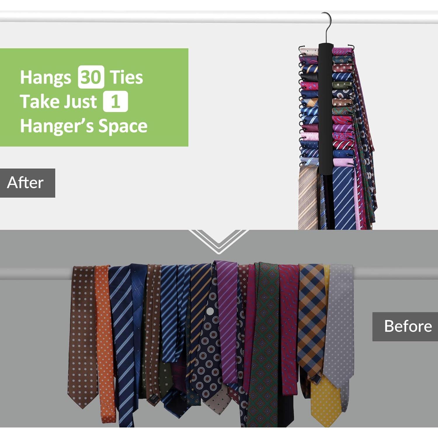 Perchero de Corbatas OMHOMETY Negro para 30 Corbatas