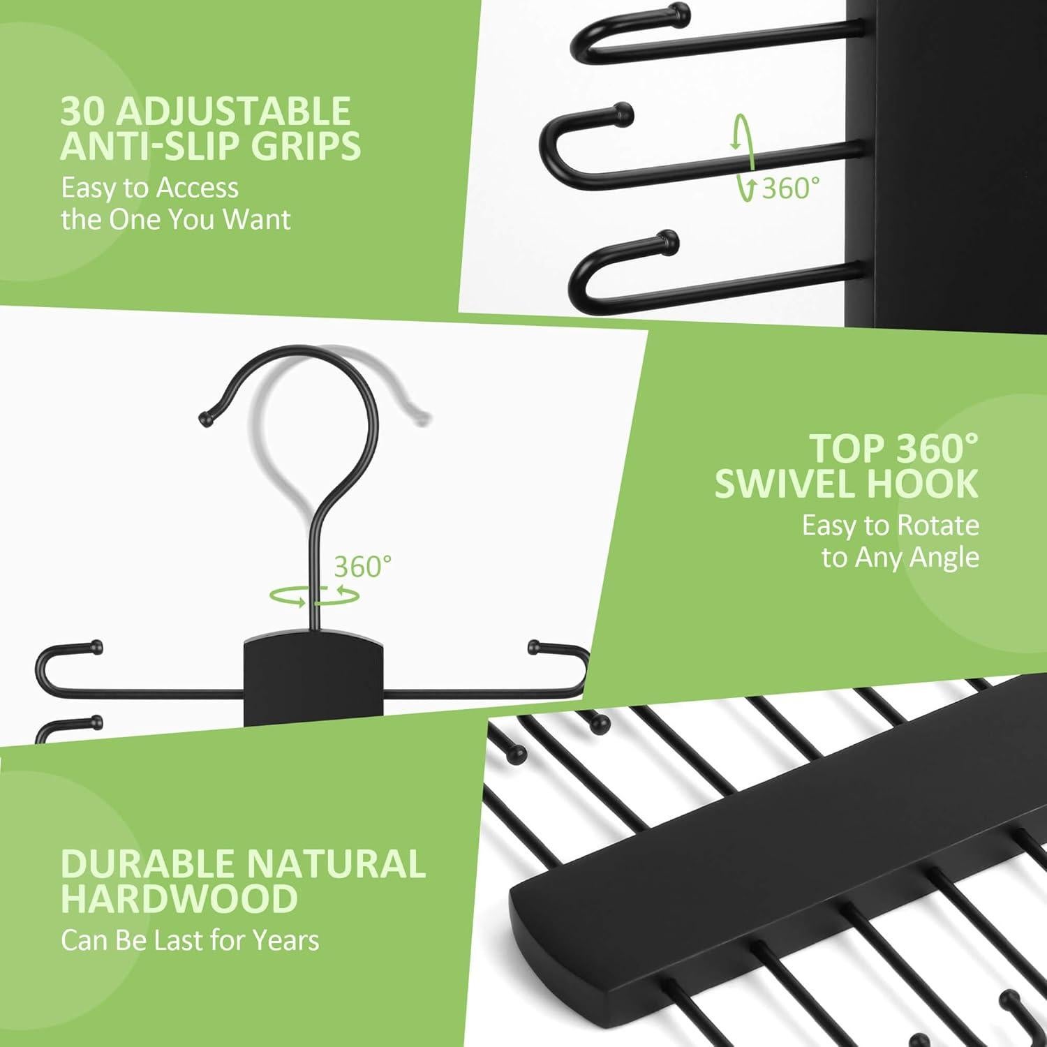 Perchero de Corbatas OMHOMETY Negro para 30 Corbatas