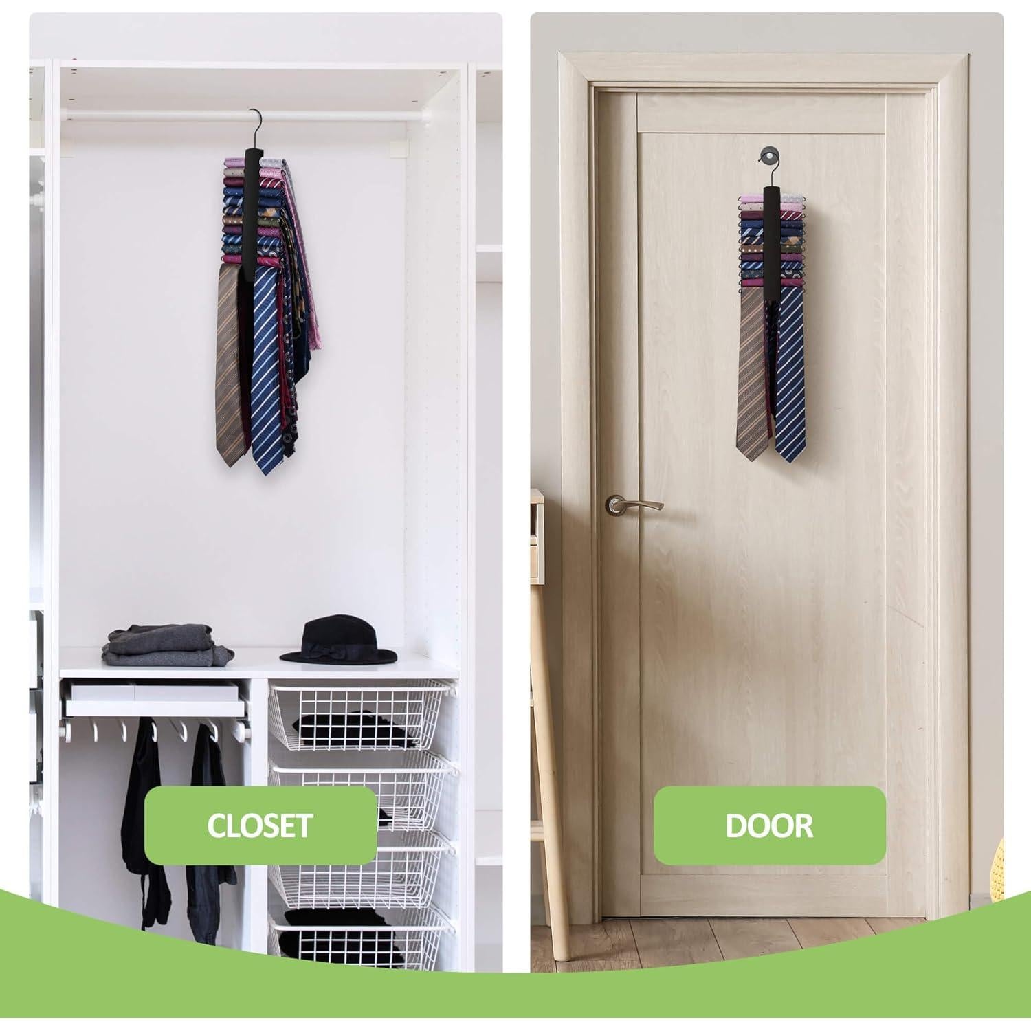 Perchero de Corbatas OMHOMETY Negro para 30 Corbatas