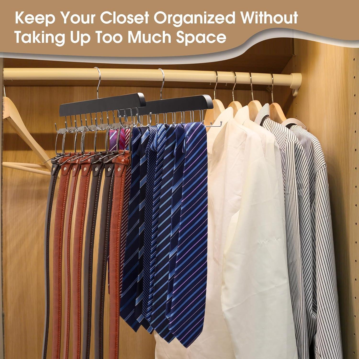 Soporte de Corbatas y Cinturones Sywxary 2 Piezas, 20 Ganchos