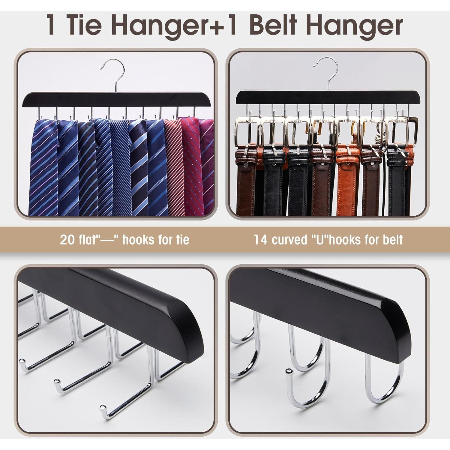 Soporte de Corbatas y Cinturones Sywxary 2 Piezas, 20 Ganchos