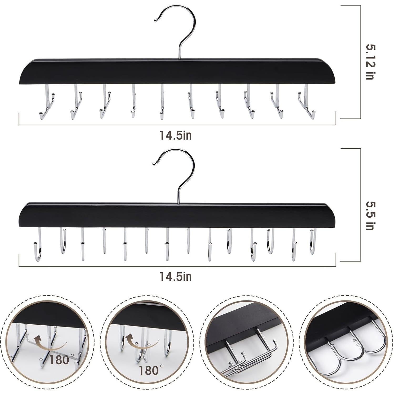 Soporte de Corbatas y Cinturones Sywxary 2 Piezas, 20 Ganchos