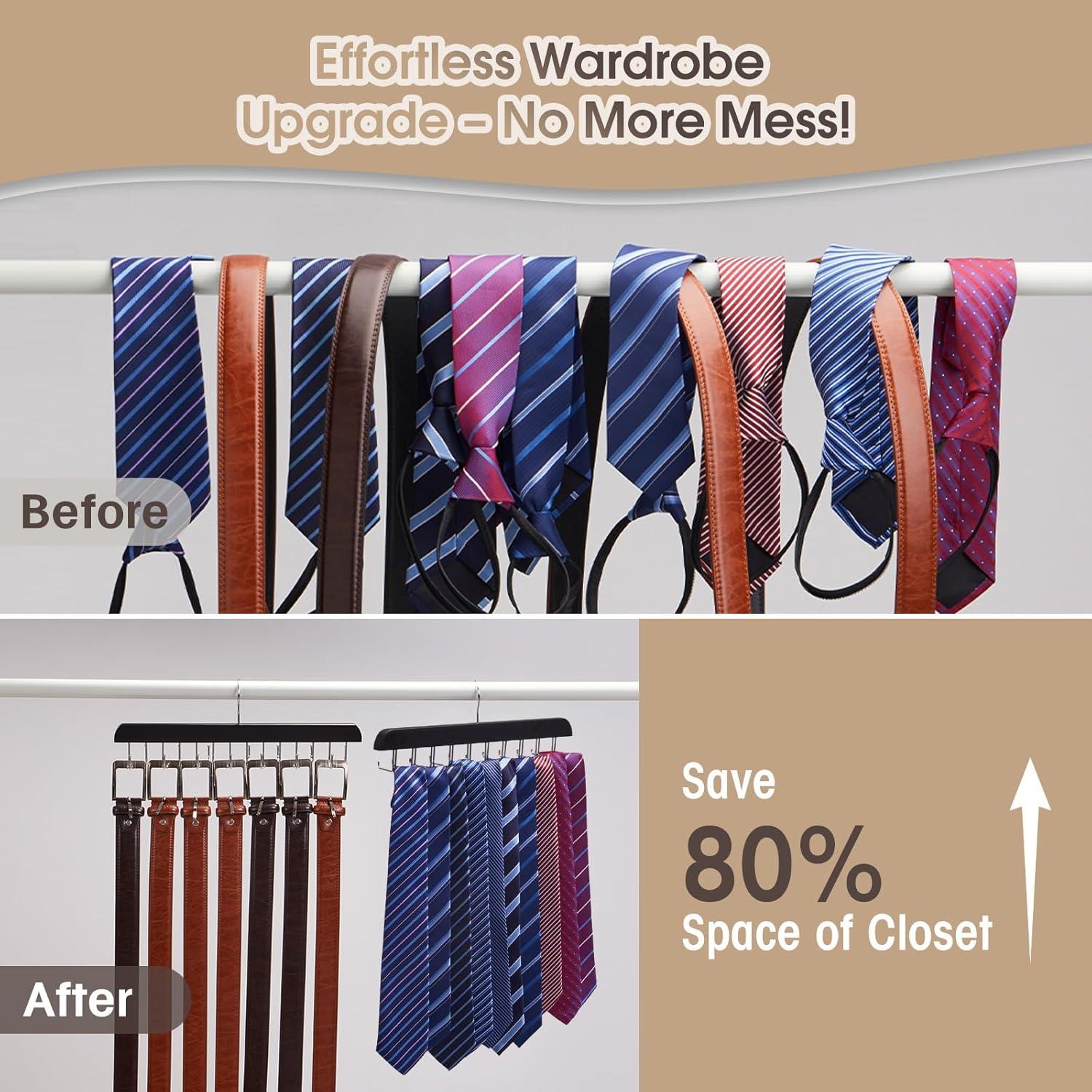 Soporte de Corbatas y Cinturones Sywxary 2 Piezas, 20 Ganchos