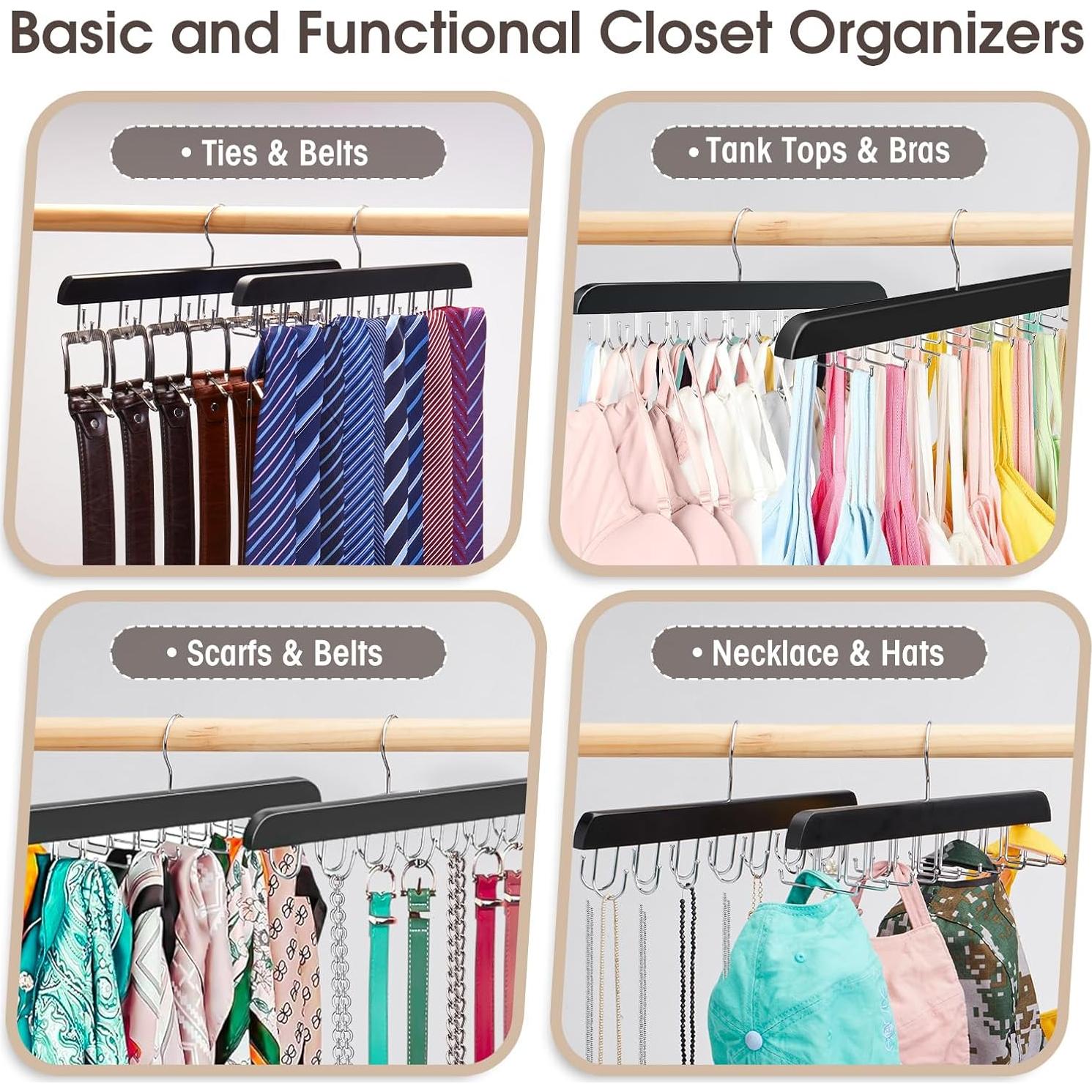 Soporte de Corbatas y Cinturones Sywxary 2 Piezas, 20 Ganchos