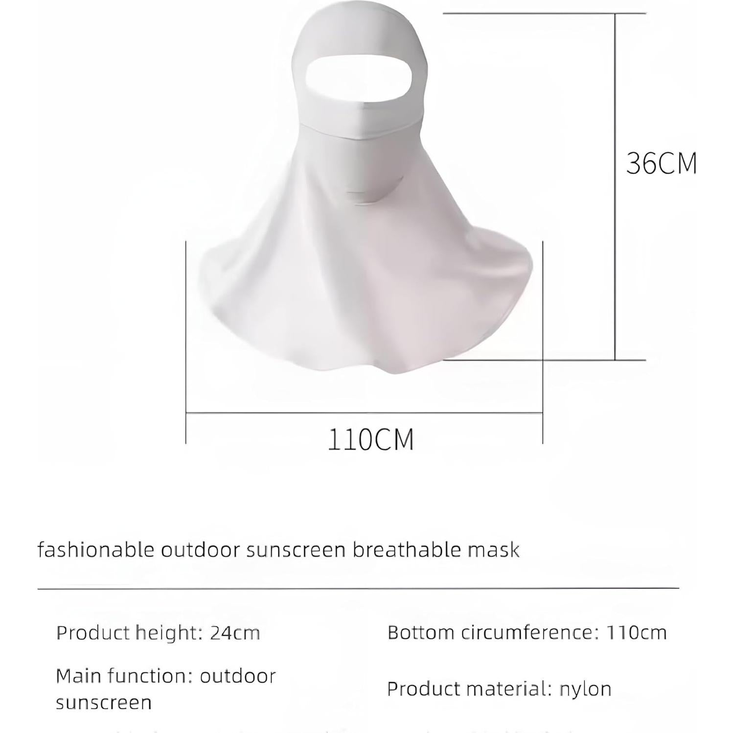 Máscara Facial UV Protección Solar UPF 50+ Gris Claro