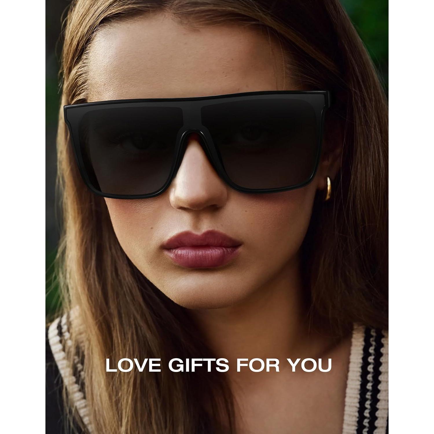 Gafas de sol oversized Fozono UV400 Marco Negro Lente Gris