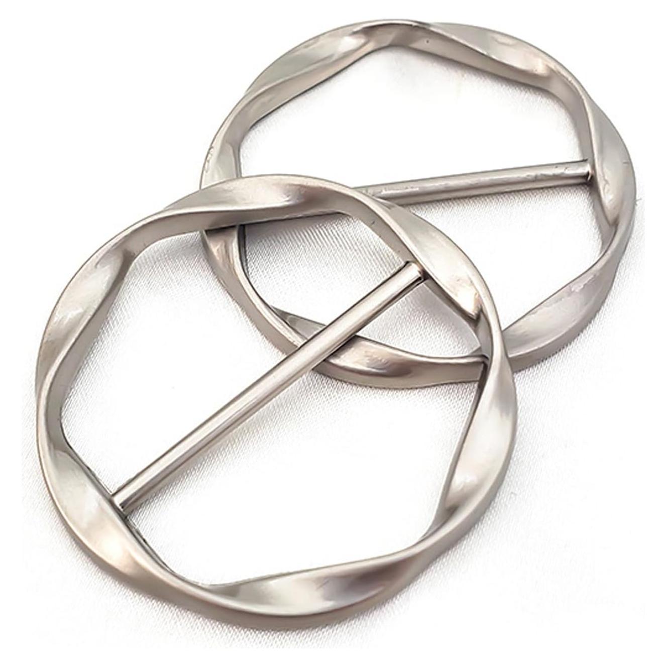 Clip de Anillo para Bufanda Helonge, 2 Pcs Plata, 34mm-43mm