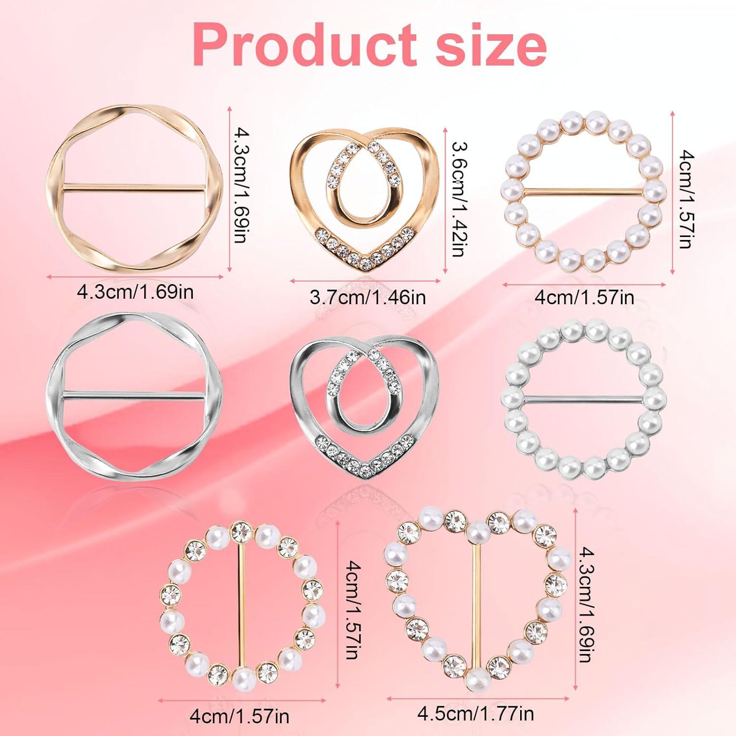 8 Anillos y Clips Ajustables para Bufandas Mikovivi - Plata/Oro