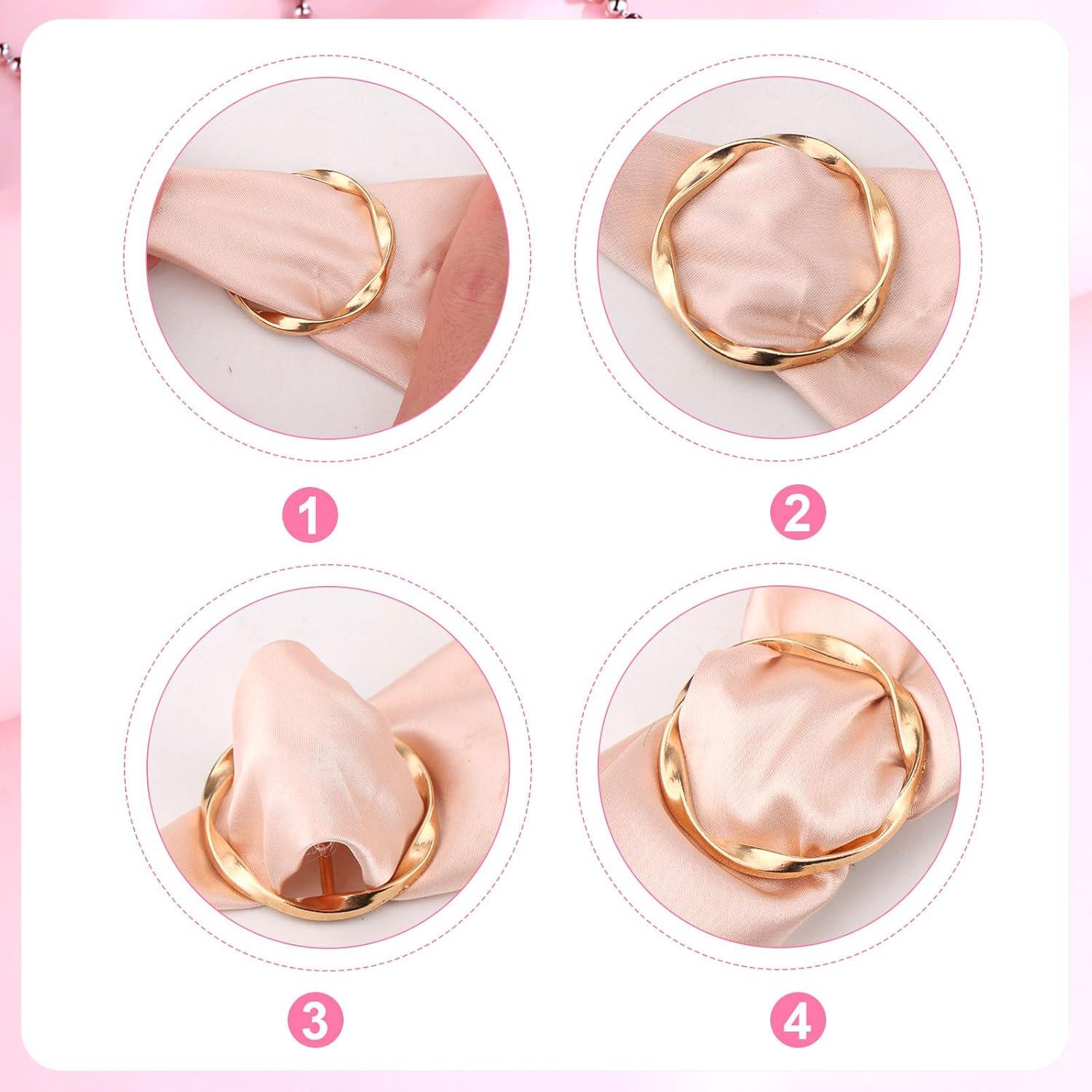 8 Anillos y Clips Ajustables para Bufandas Mikovivi - Plata/Oro