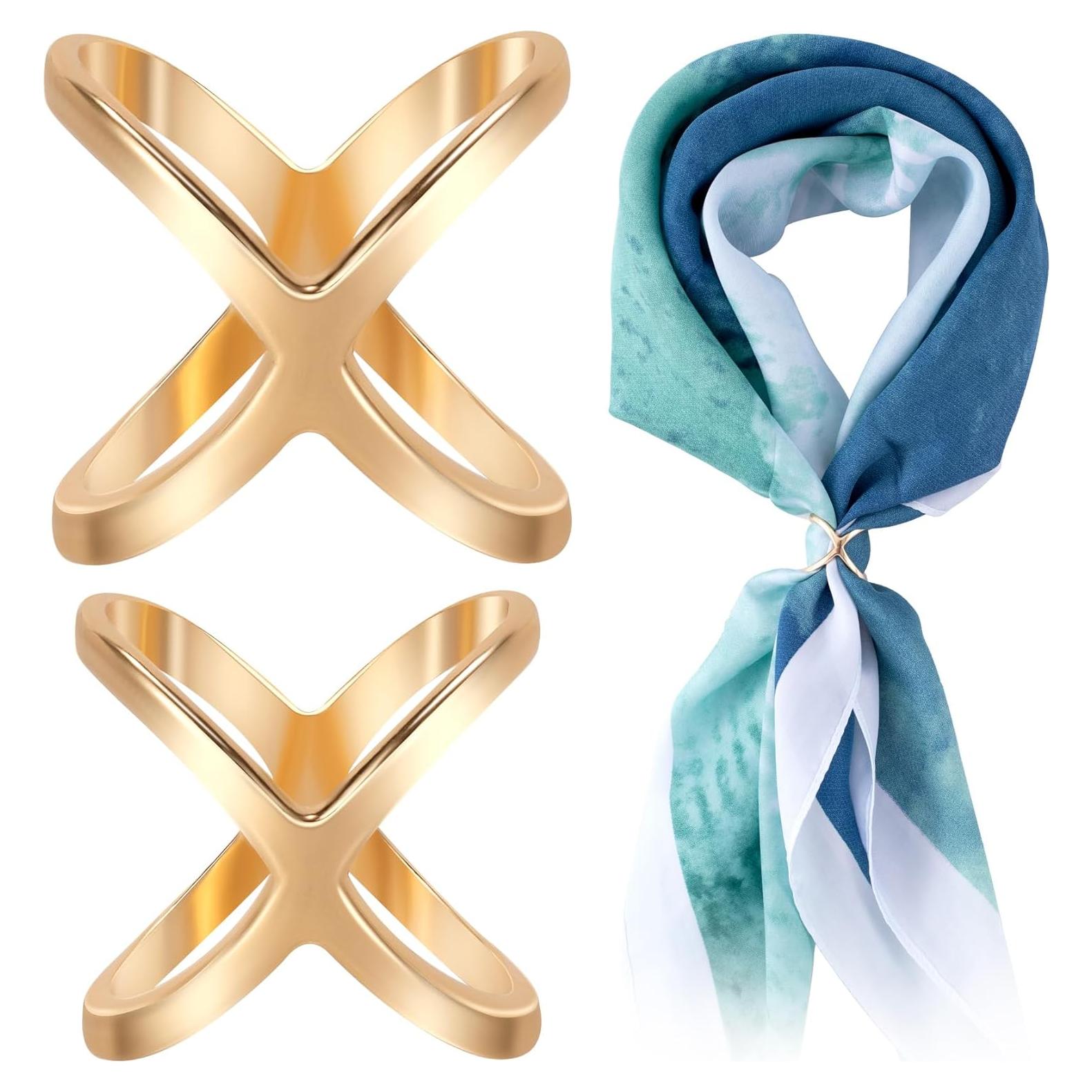 Clip de Bufanda Joez Dorado 2 Pcs - Hebilla en Forma de X