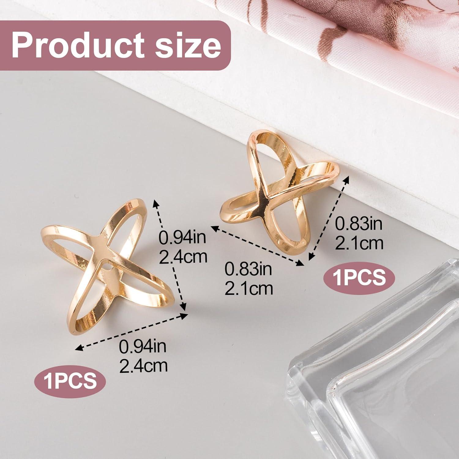 Clip de Bufanda Joez Dorado 2 Pcs - Hebilla en Forma de X