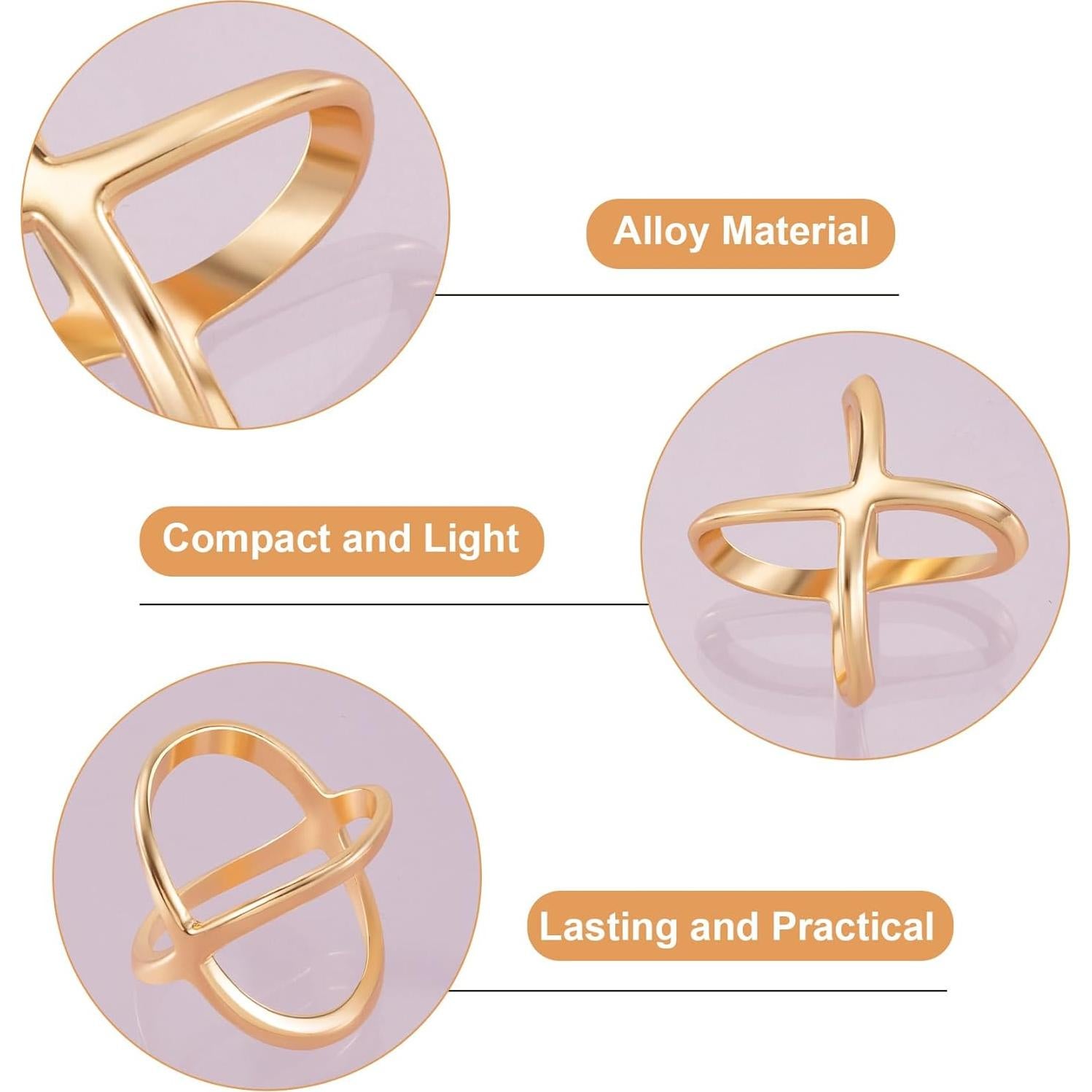 Clip de Bufanda Joez Dorado 2 Pcs - Hebilla en Forma de X