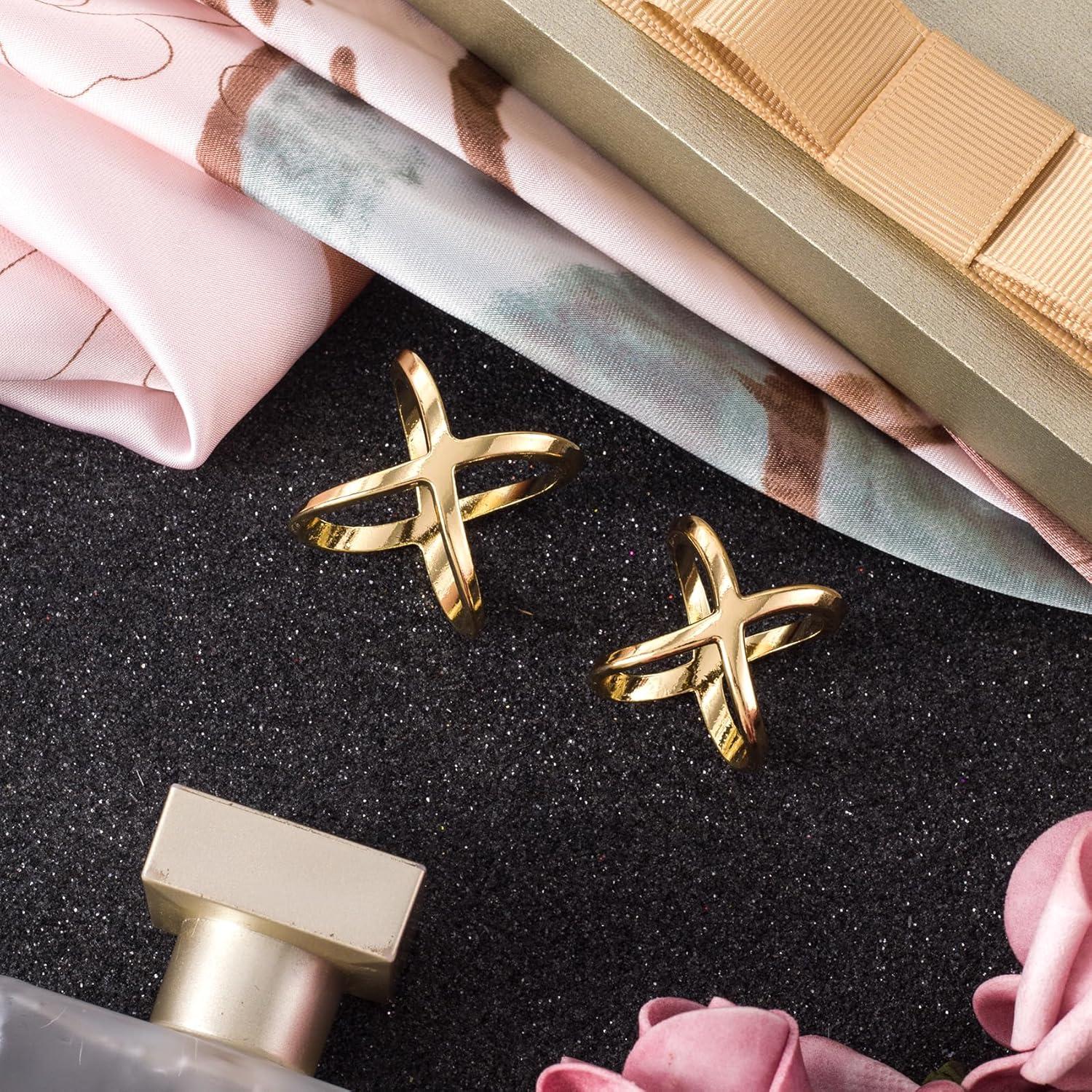 Clip de Bufanda Joez Dorado 2 Pcs - Hebilla en Forma de X