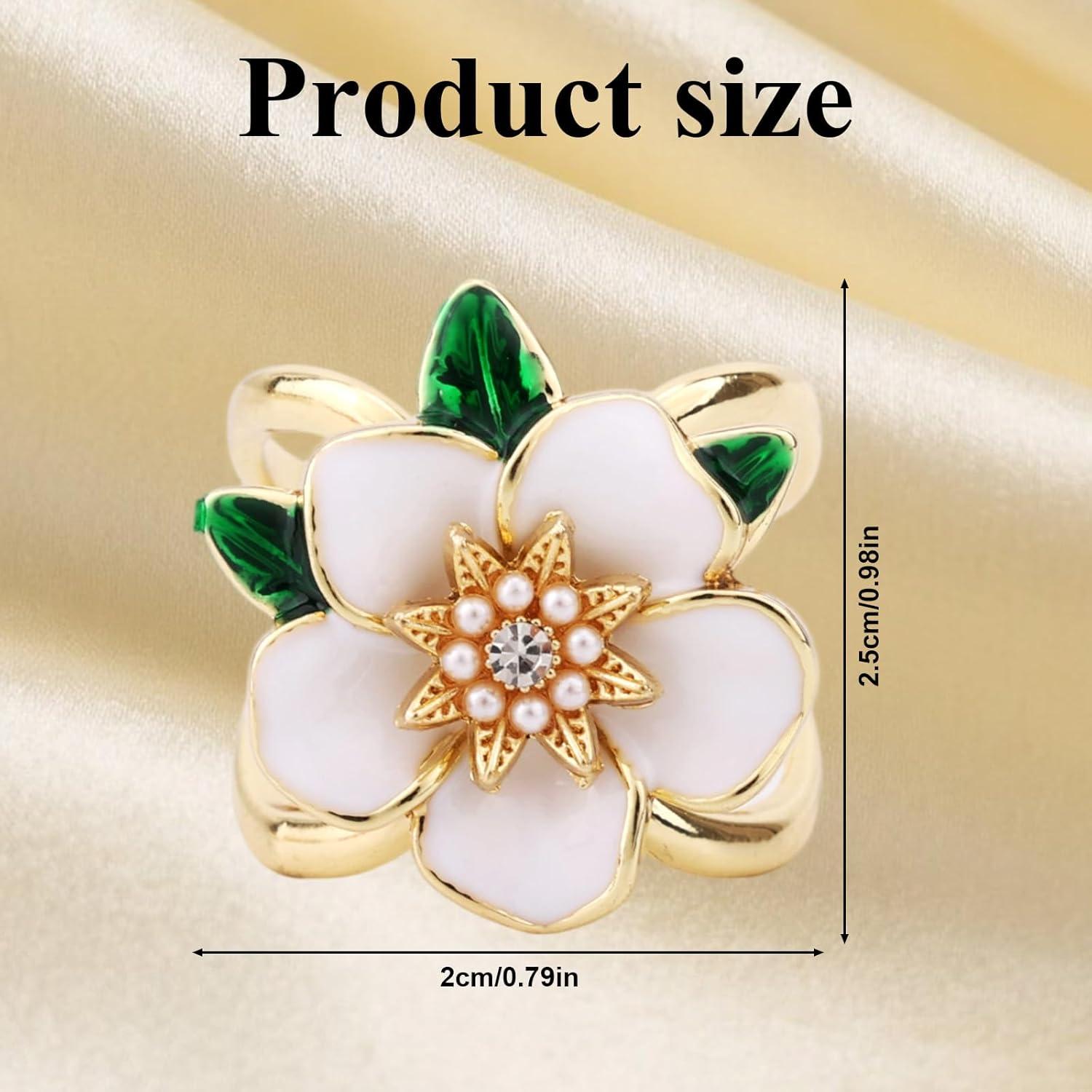 Anillo de Bufanda Floral Gardenia Mikovivi con Cristales CZ