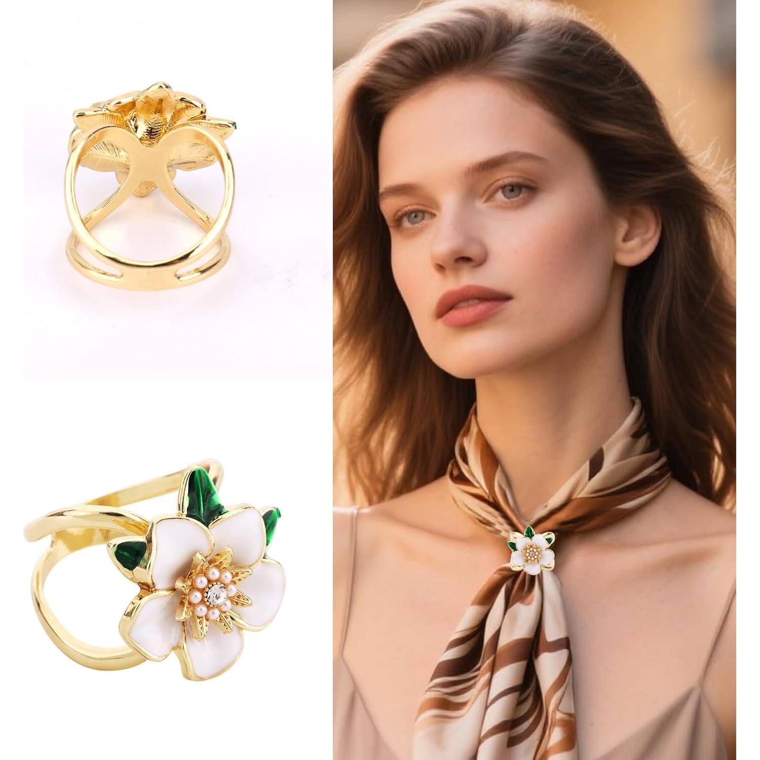 Anillo de Bufanda Floral Gardenia Mikovivi con Cristales CZ