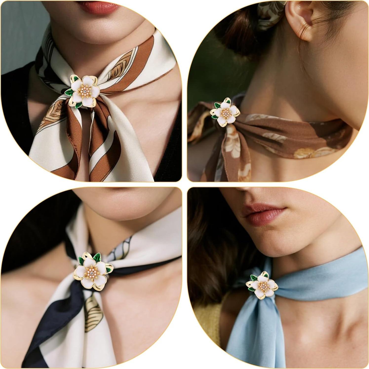 Anillo de Bufanda Floral Gardenia Mikovivi con Cristales CZ