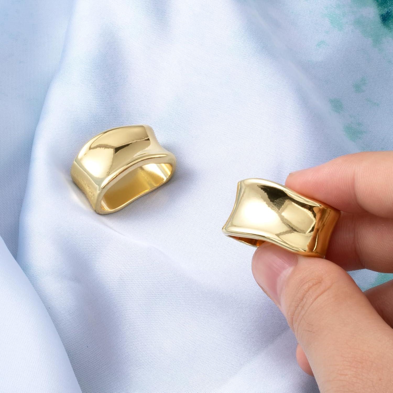 Anillo de Bufanda de Seda Winsyison - Clip Dorado Geométrico