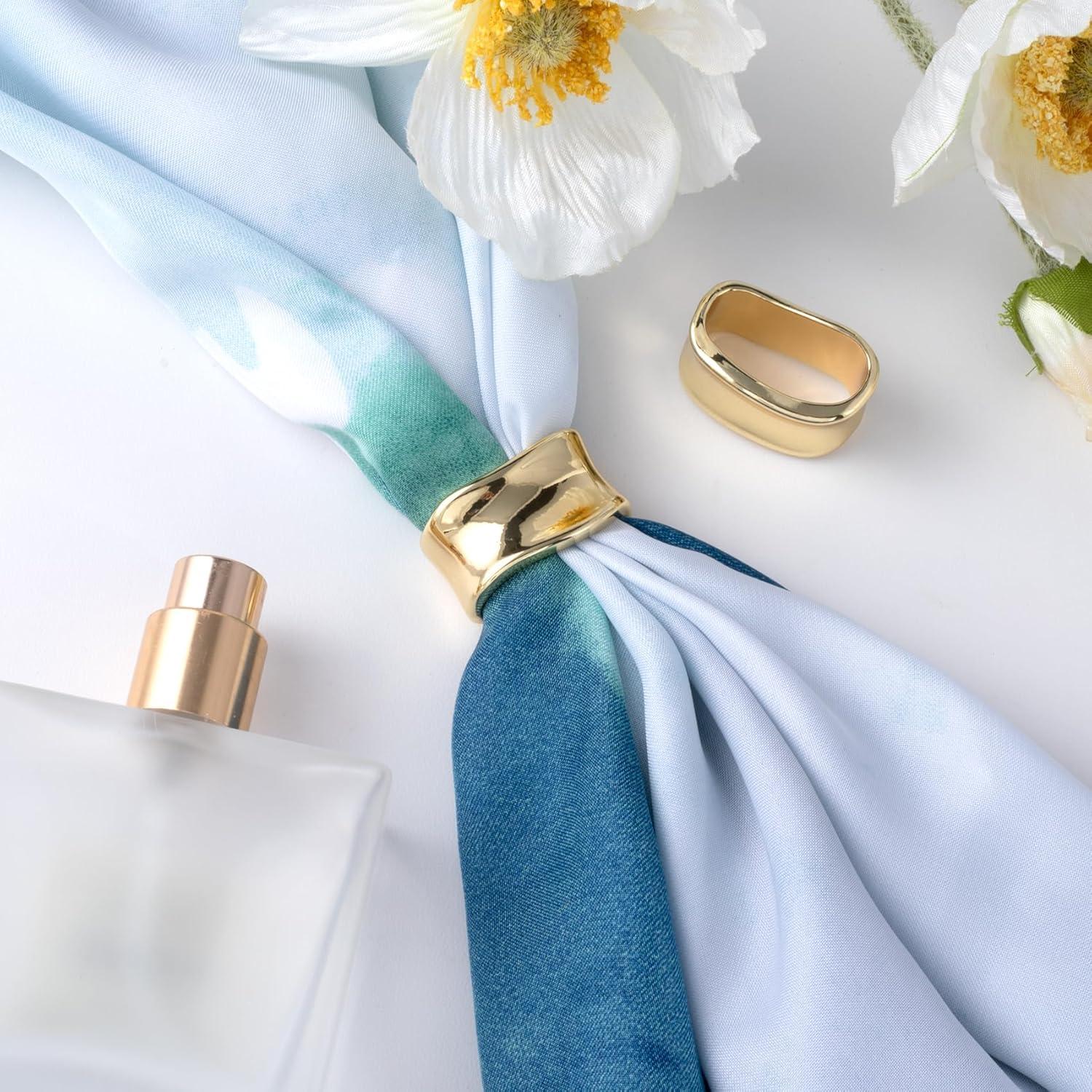 Anillo de Bufanda de Seda Winsyison - Clip Dorado Geométrico