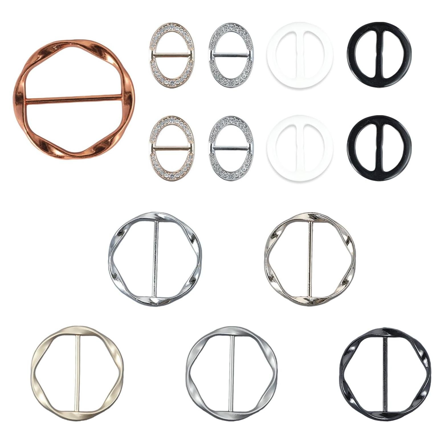 14 Clips para Camisas y Bufandas PKRFCJ - 3 Estilos y Colores