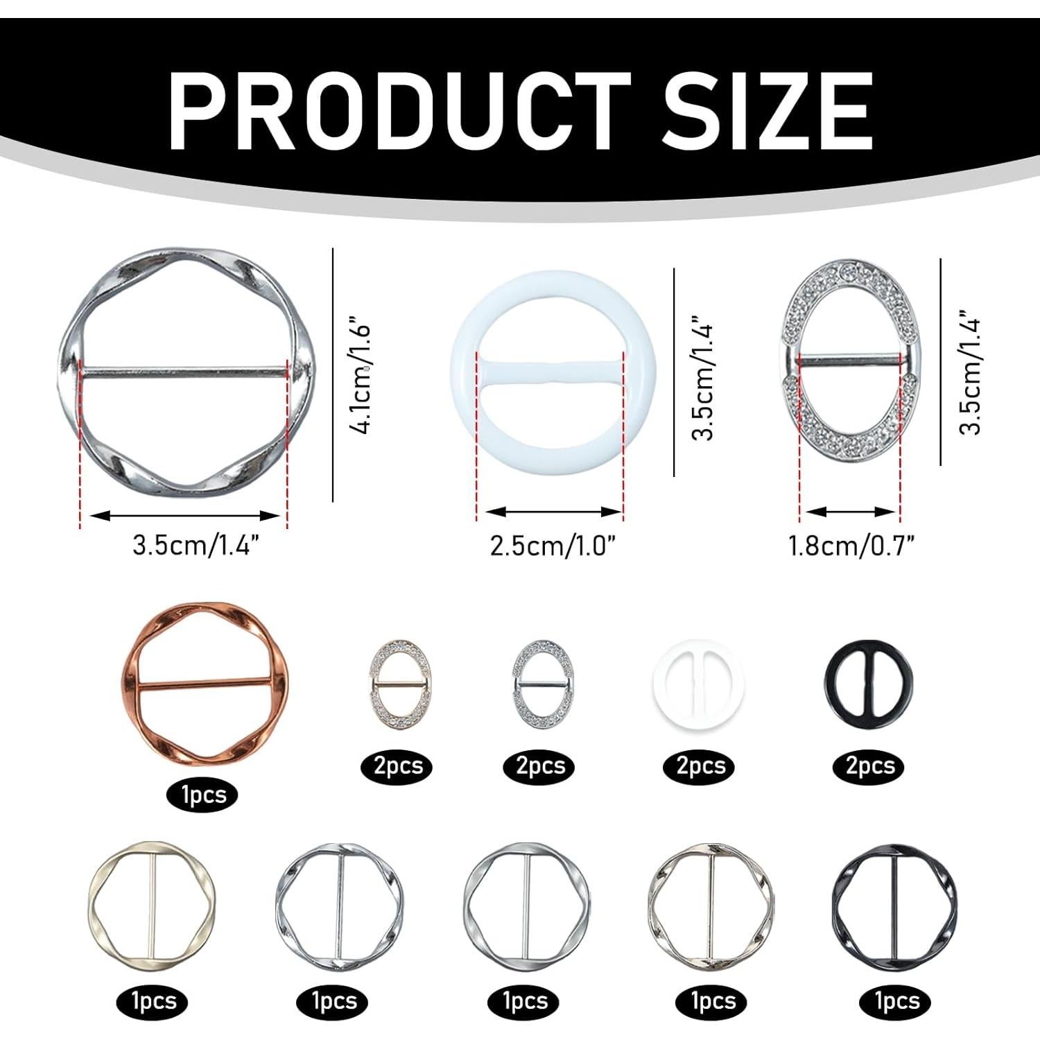 14 Clips para Camisas y Bufandas PKRFCJ - 3 Estilos y Colores