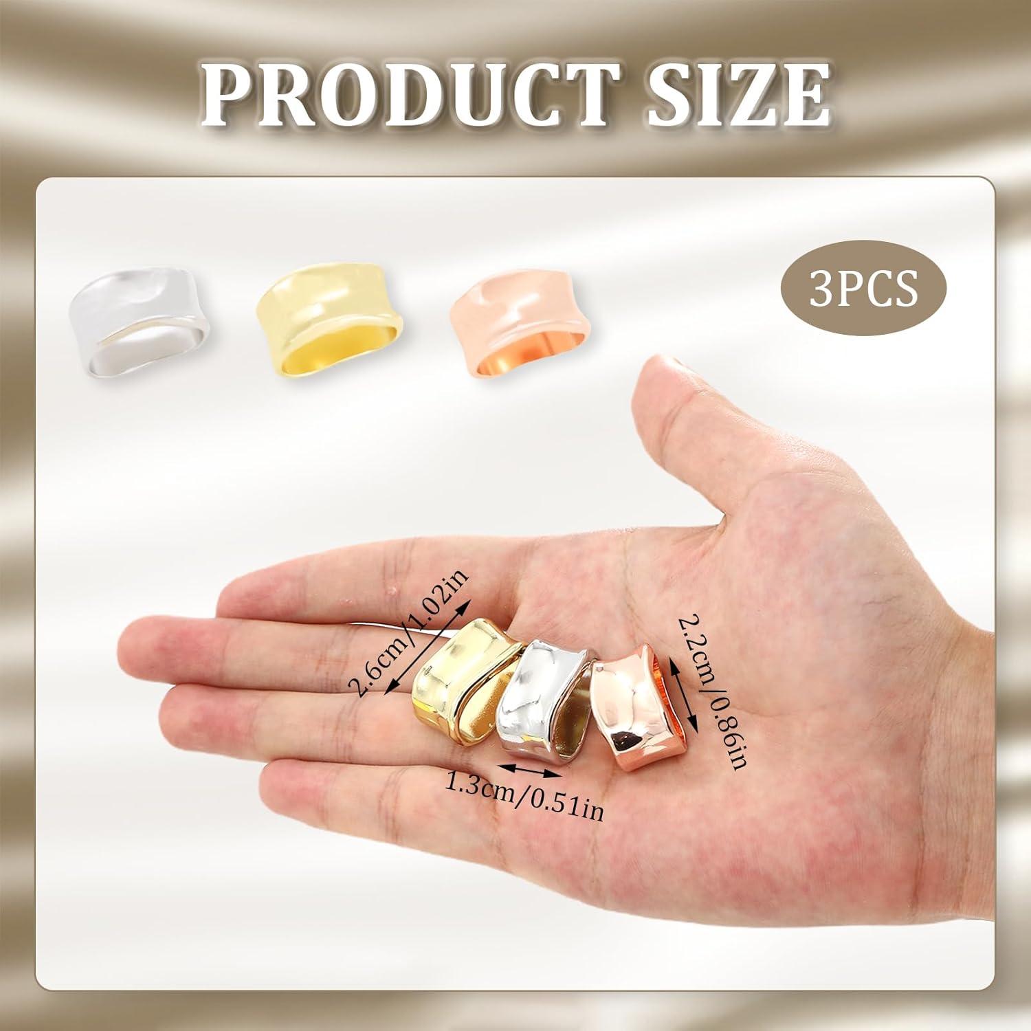 Anillo de Bufanda de Metal LUODAKA - 3 Piezas Plata, Oro, Rosa