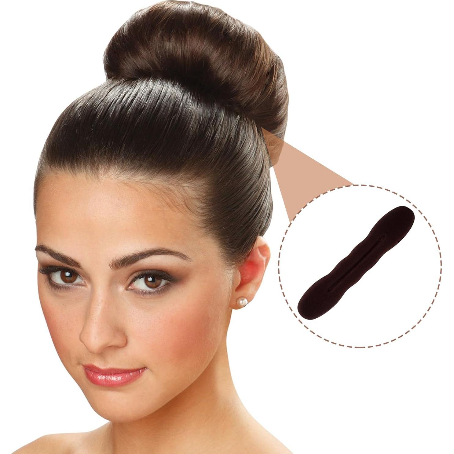 Hacedor de Moño de Esponja Lekgavd 3 Pcs - 2 Tamaños Marrón