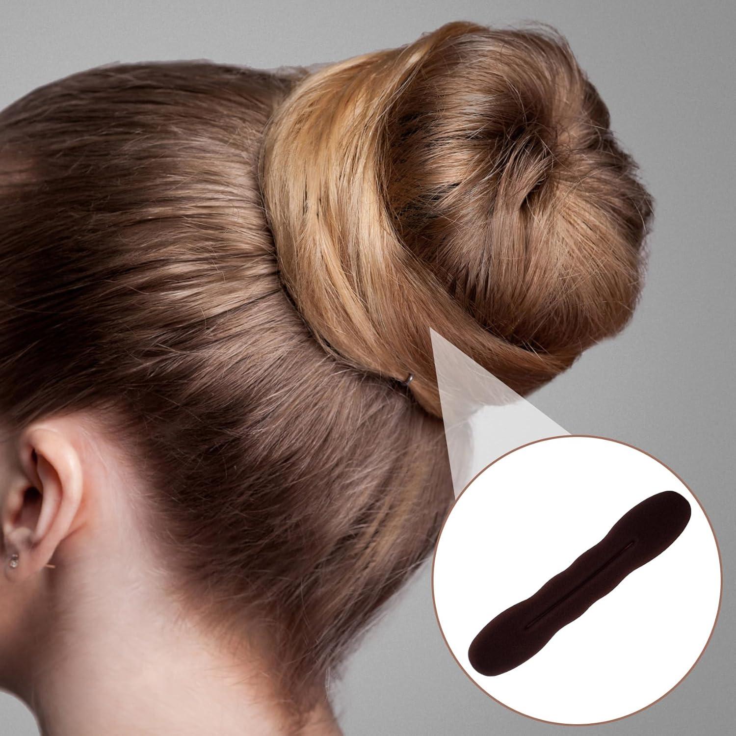 Hacedor de Moño de Esponja Lekgavd 3 Pcs - 2 Tamaños Marrón