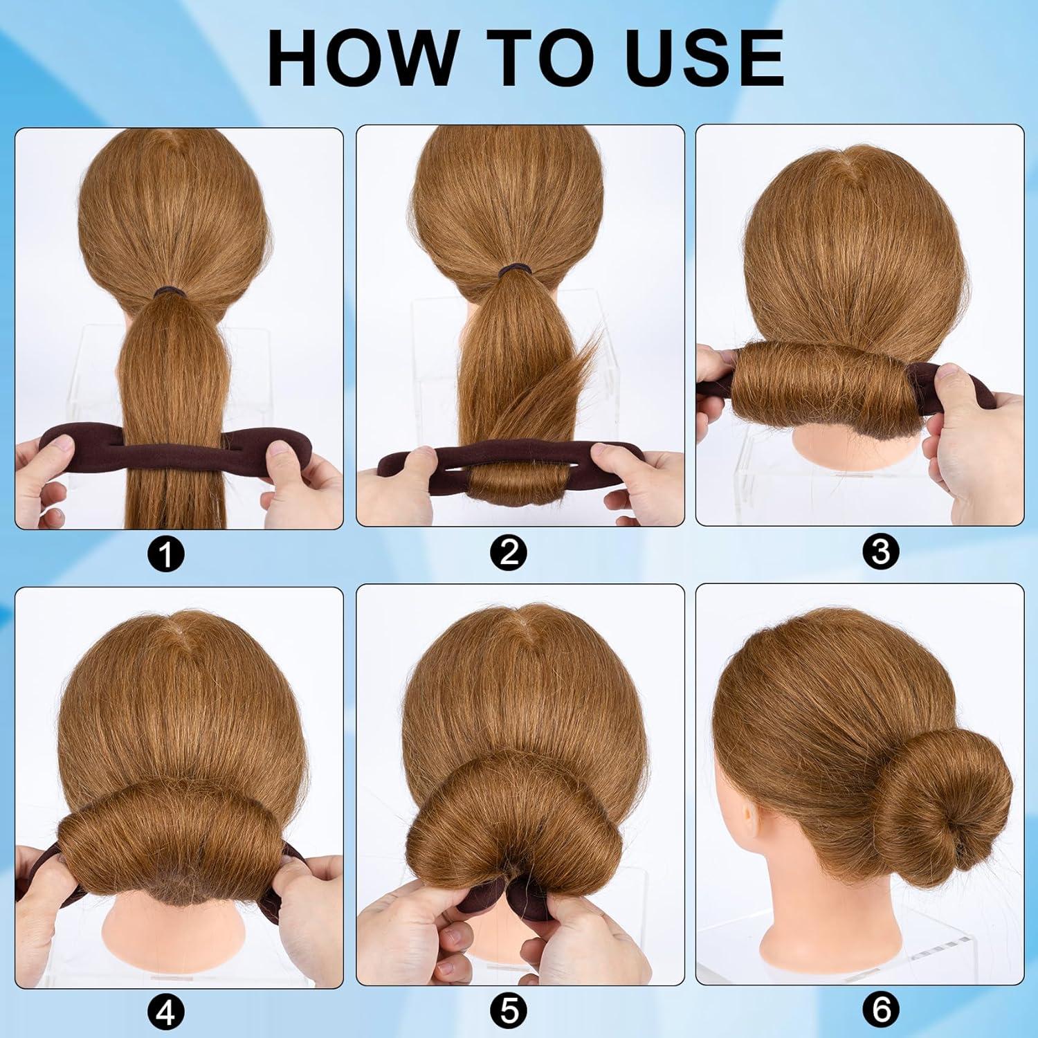 Hacedor de Moño de Esponja Lekgavd 3 Pcs - 2 Tamaños Marrón