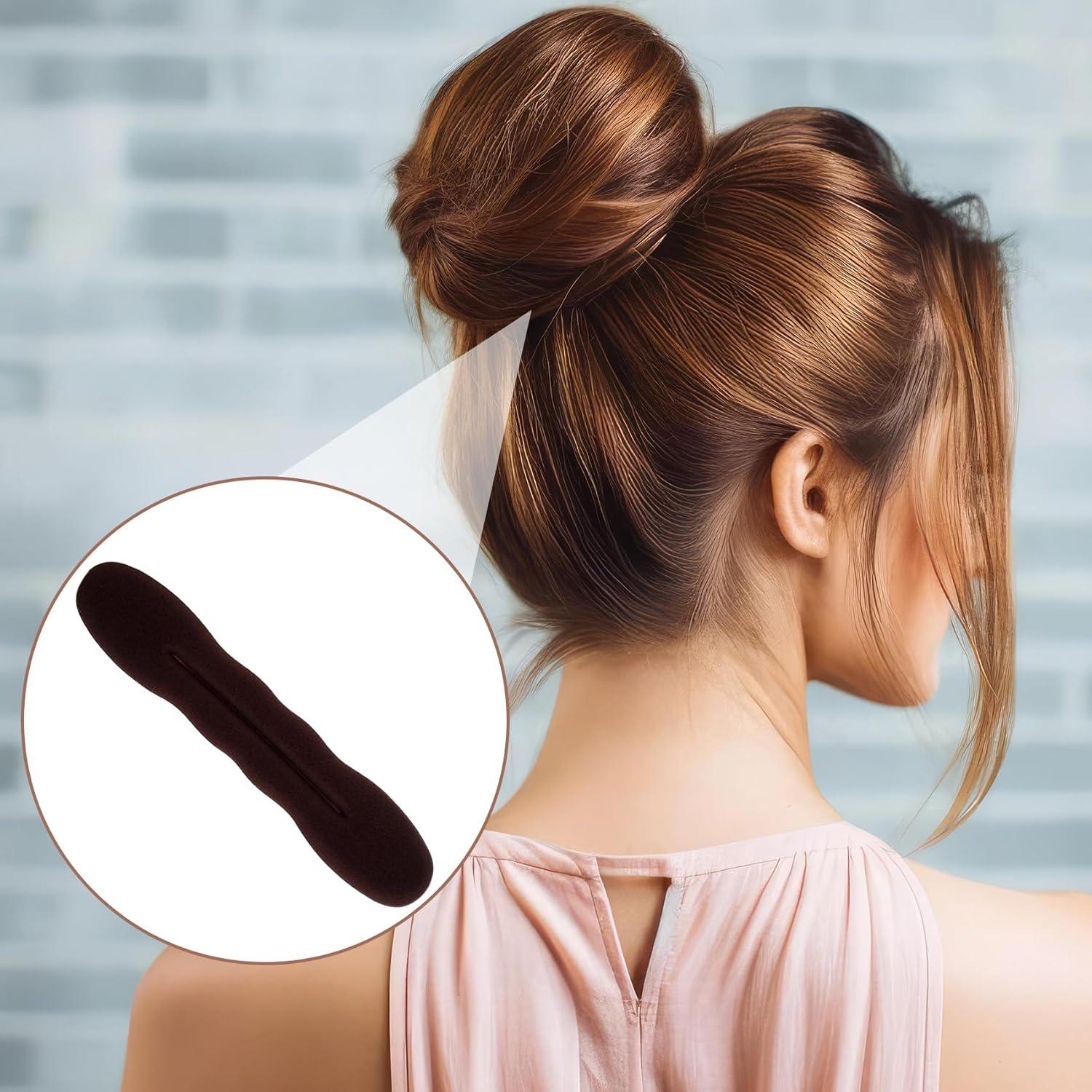 Hacedor de Moño de Esponja Lekgavd 3 Pcs - 2 Tamaños Marrón