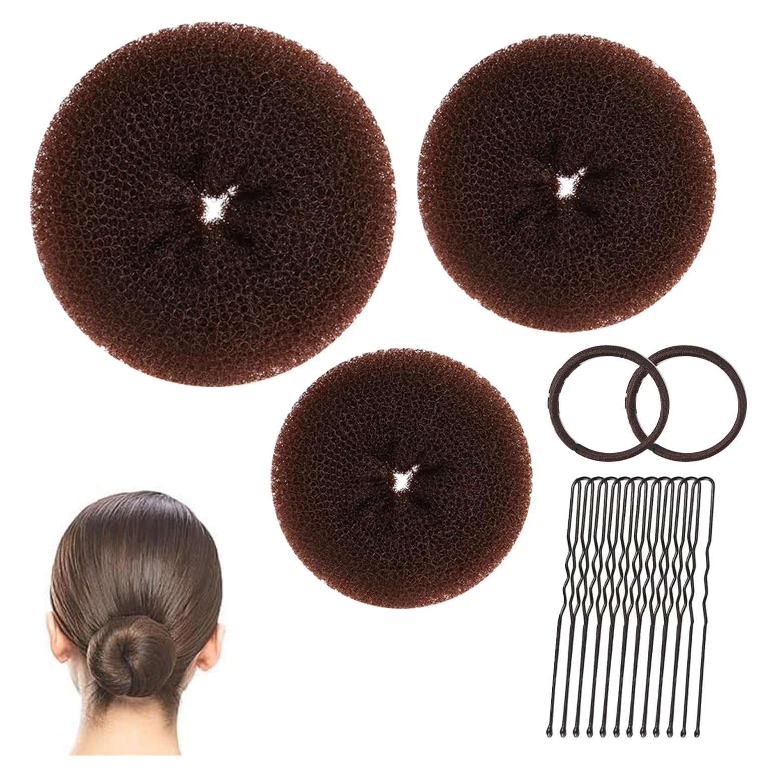 Set de Donas para Moños Fuzhou - 3 Tamaños + Horquillas