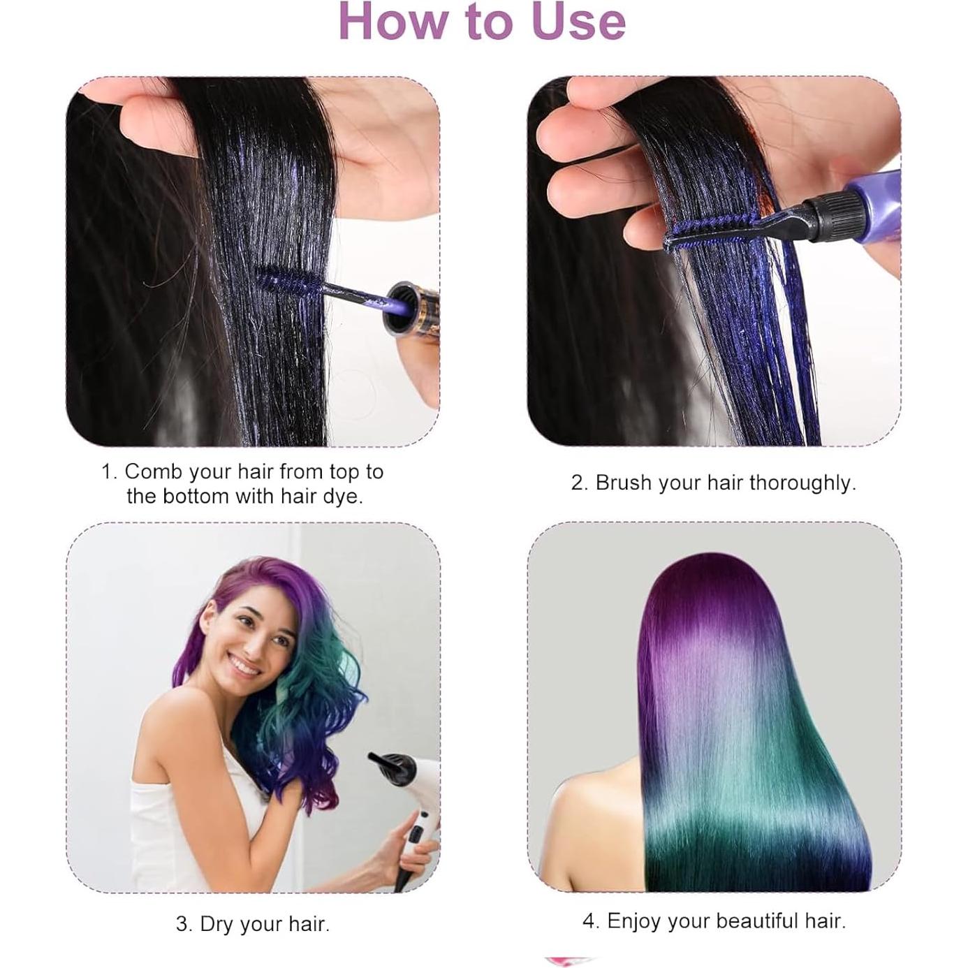 Tinte Temporal para Cabello Gireatick - 6 Colores Lavables