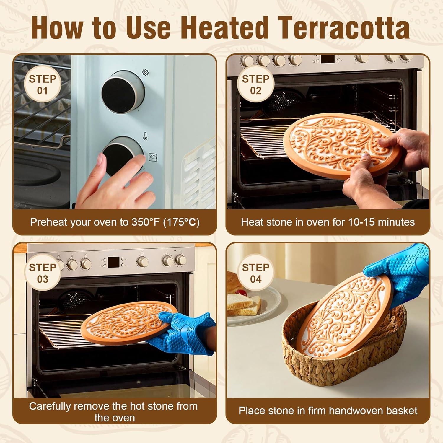 Cesta Calentadora de Pan RusicEss con Piedra de Terracota